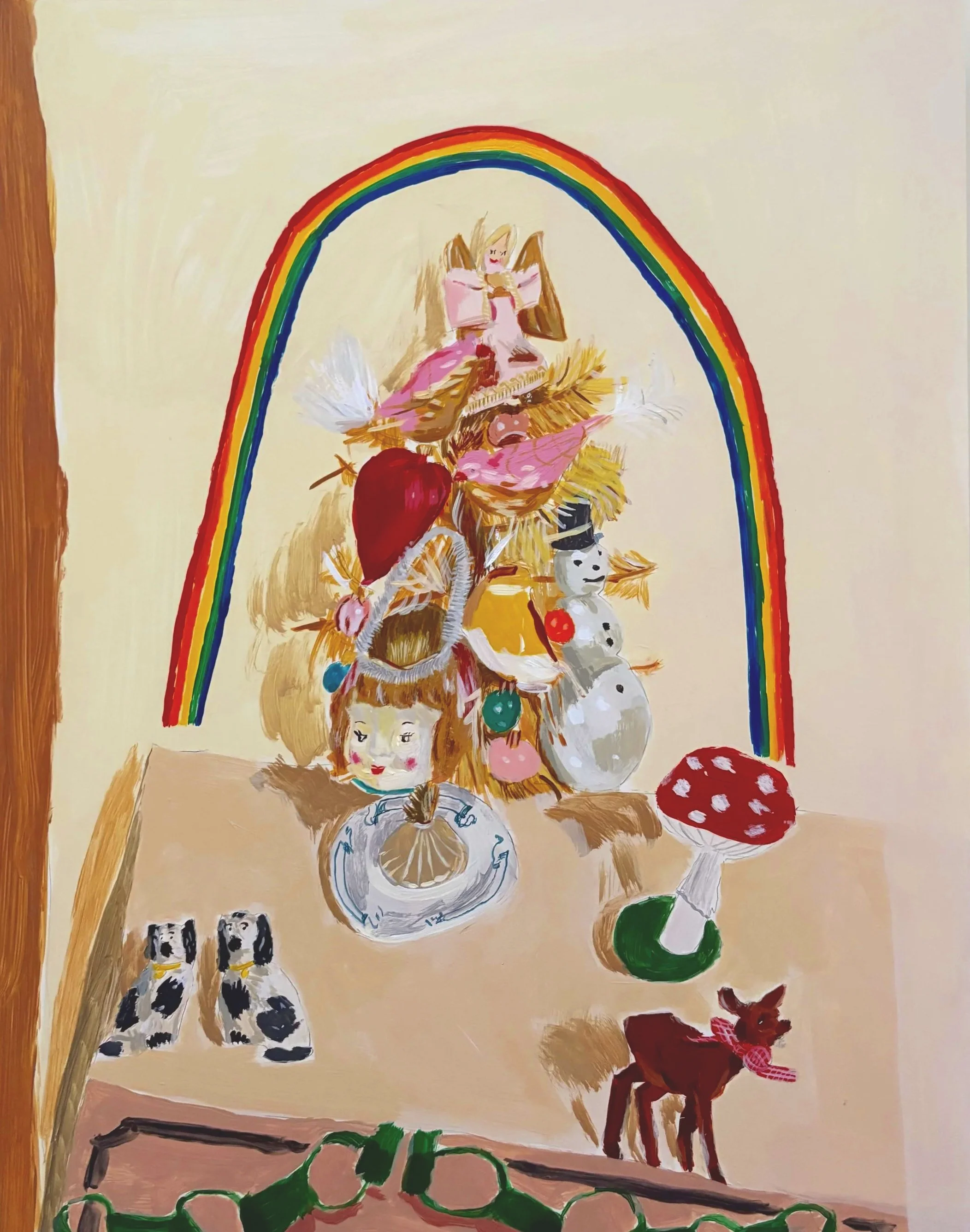 Another Gay Christmas Tree, Acrylic on Panel, 11x14”, 2025