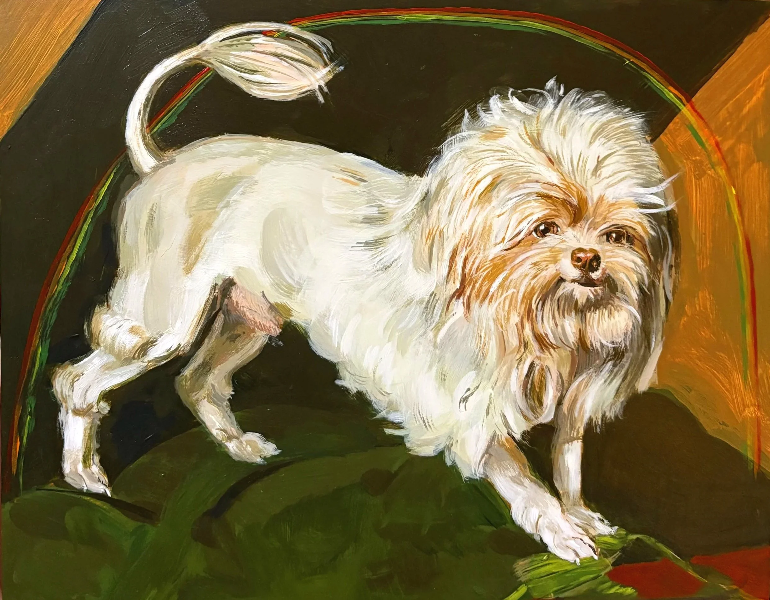 Gay Puppy Without Fully Realized Homosexuality, Acrylic on Panel, 8x10”, 2025