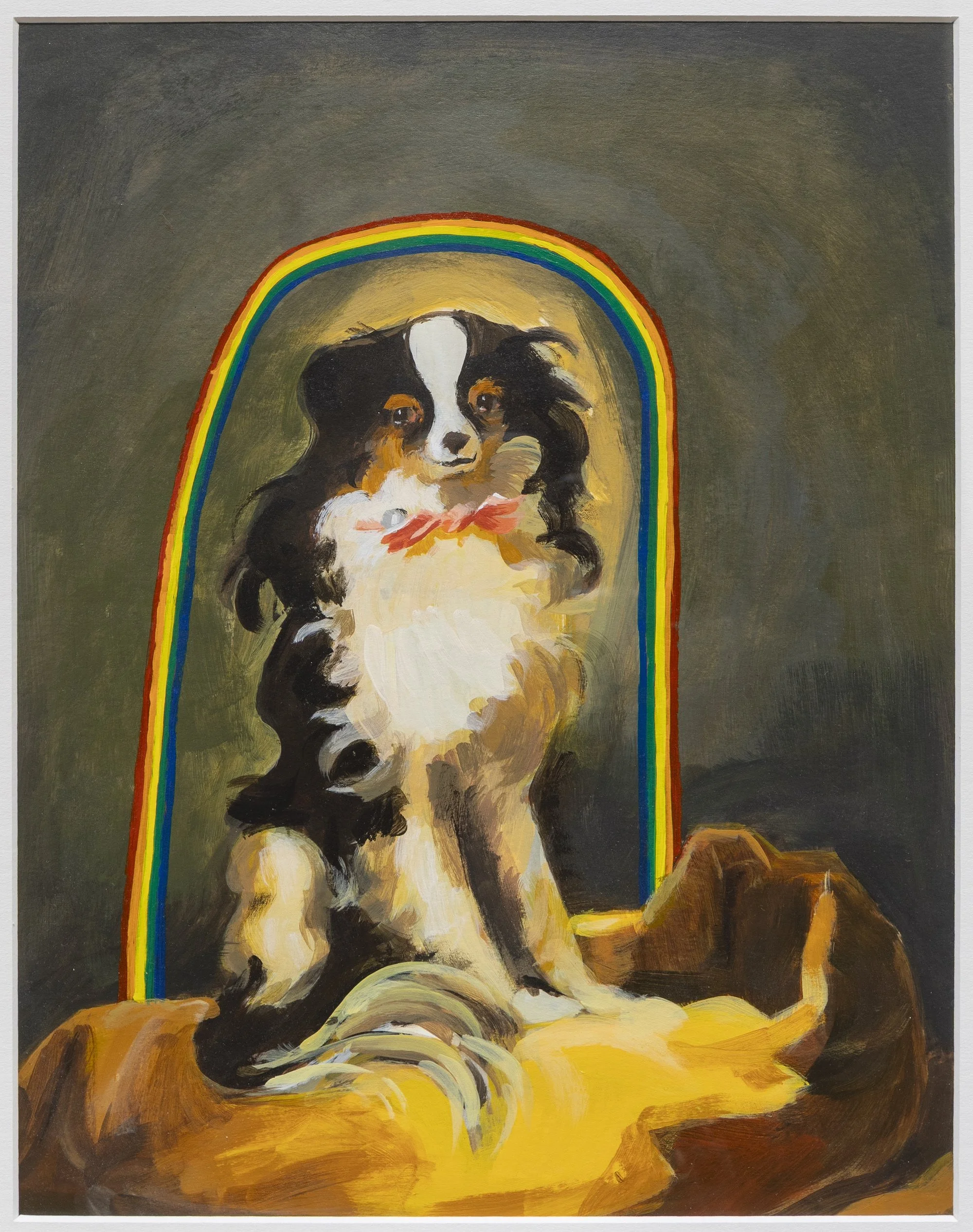 Gay Puppy with Pearl, Acrylic on Paper, 11x14” (unframed), 2024