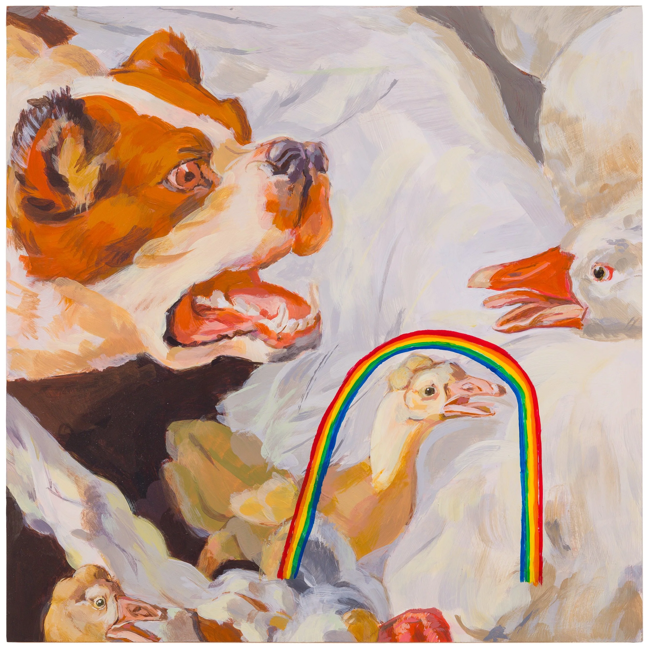 Gay Duckling Coming Out, Acrylic on Panel, 12x12” 2024