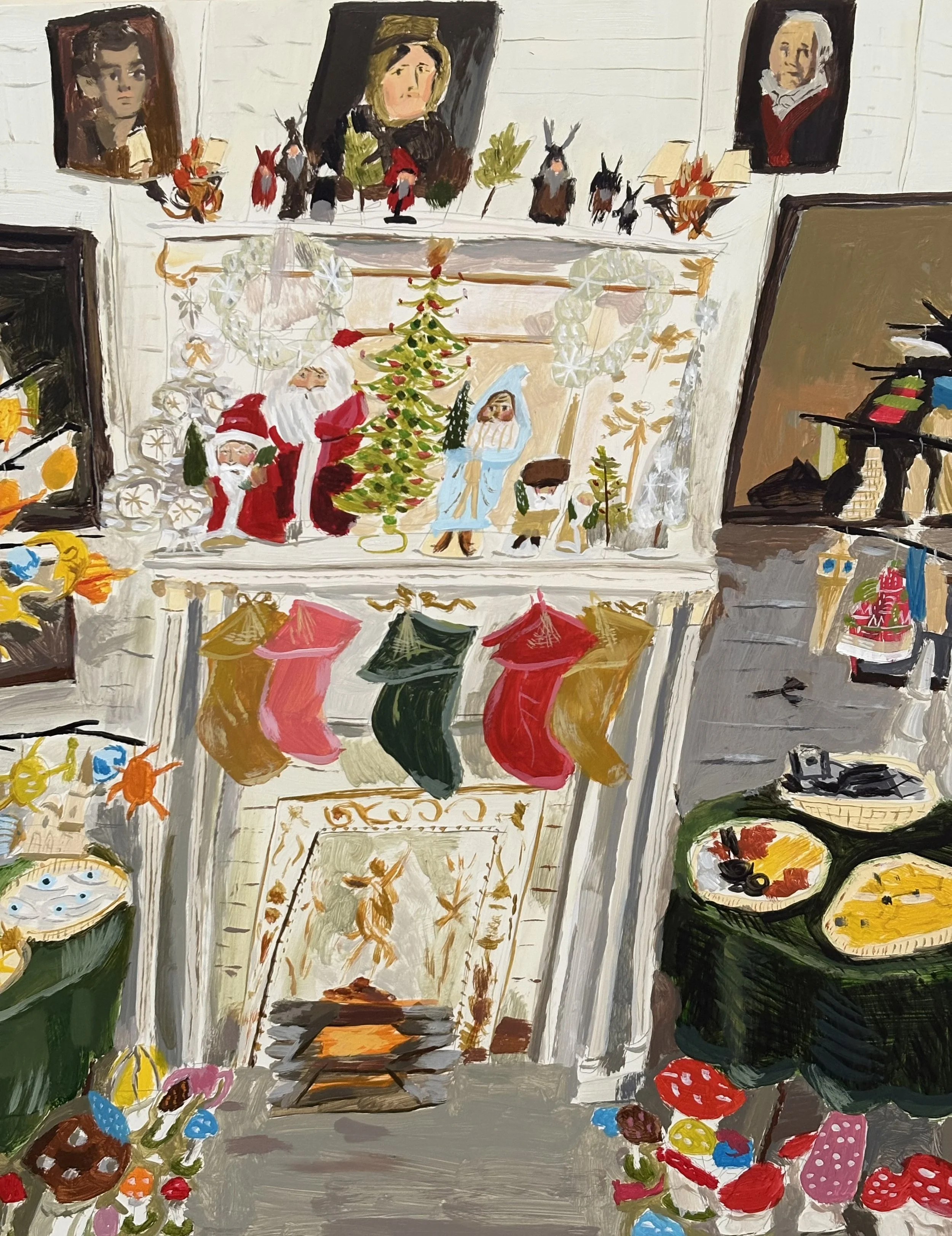 Christmas at John Darian Company, Acrylic on Panel, 11x14”, 2025