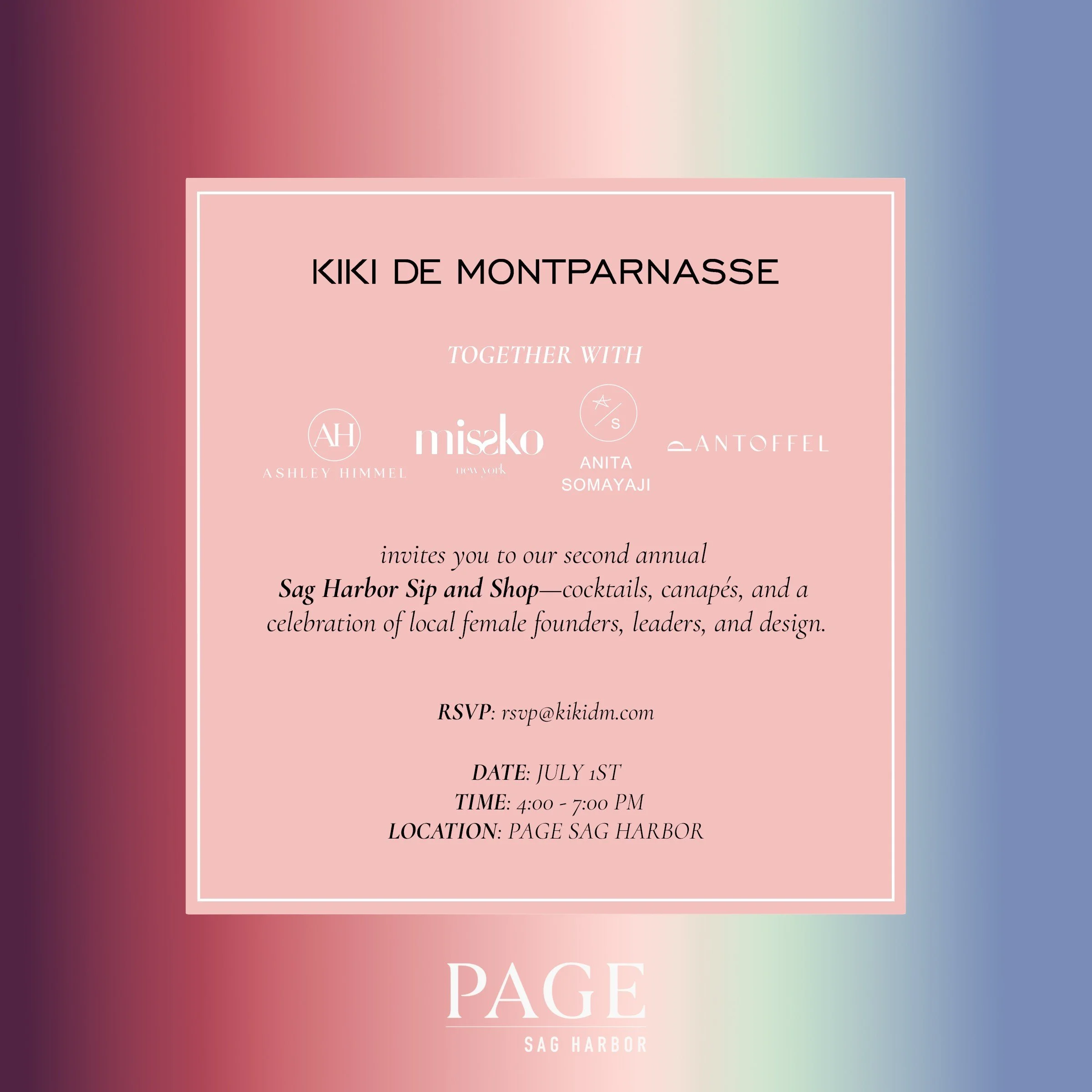 kiki de montparnasse 2nd Annual Sag Harbor Sip &amp; Shop