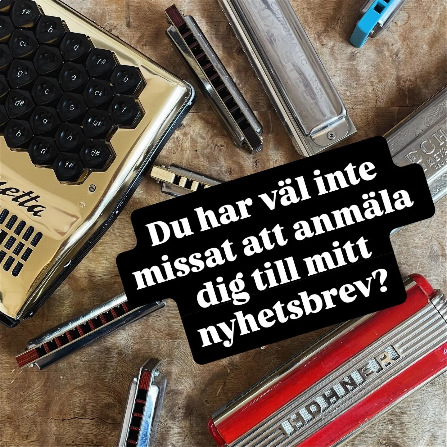 Visste du att jag har ett nyhetsbrev med munspelstips, info om kommande kurser och konserter och annat? Anm&auml;l dig p&aring; folkmunspel.se/nyhetsbrev
