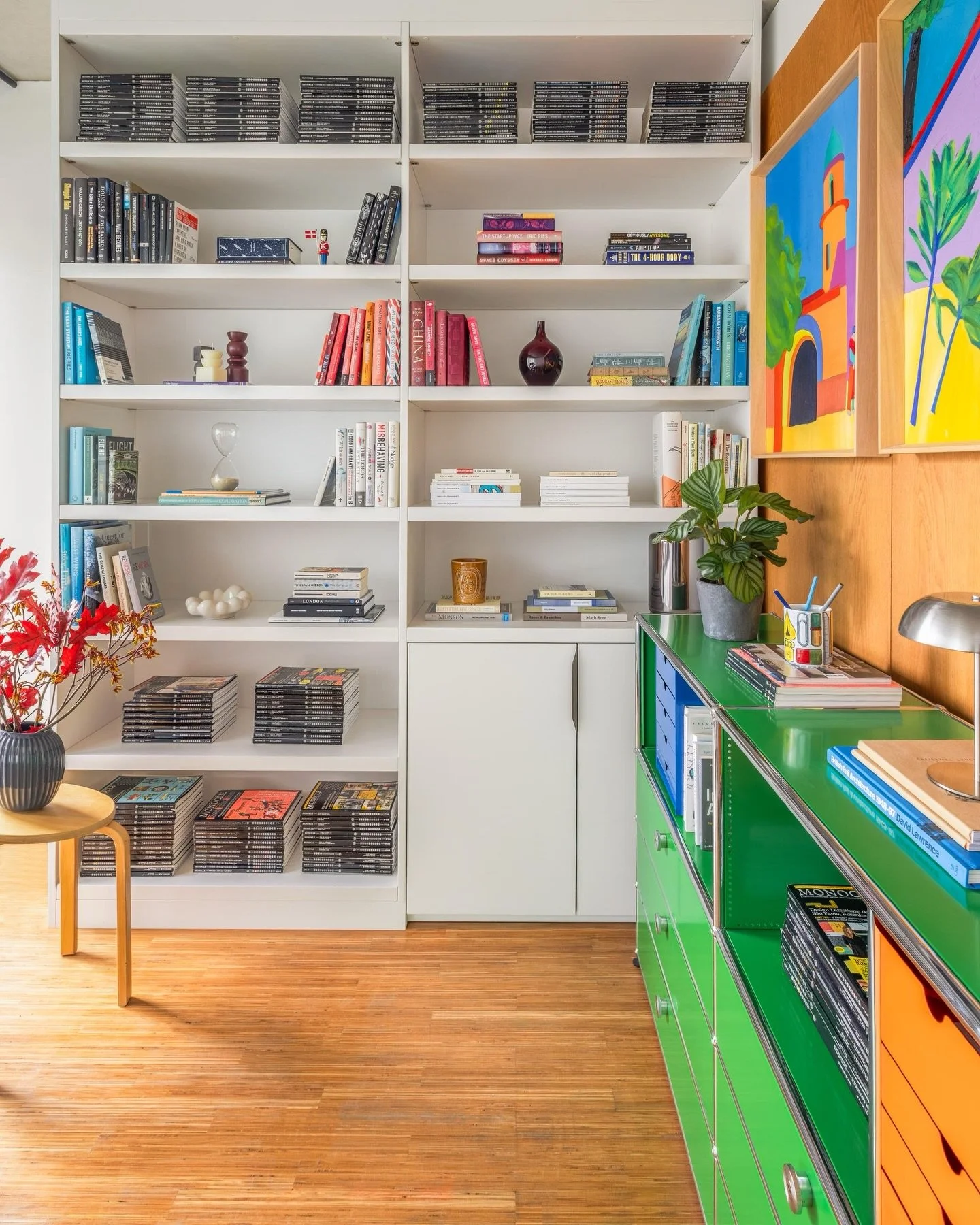 We designed some bespoke and much-needed storage solutions for our Denmark Hill project with @neatsmith - these floor to ceiling cabinets and shelves sit perfectly in this contemporary space and with built in lighting, are perfect for displaying book