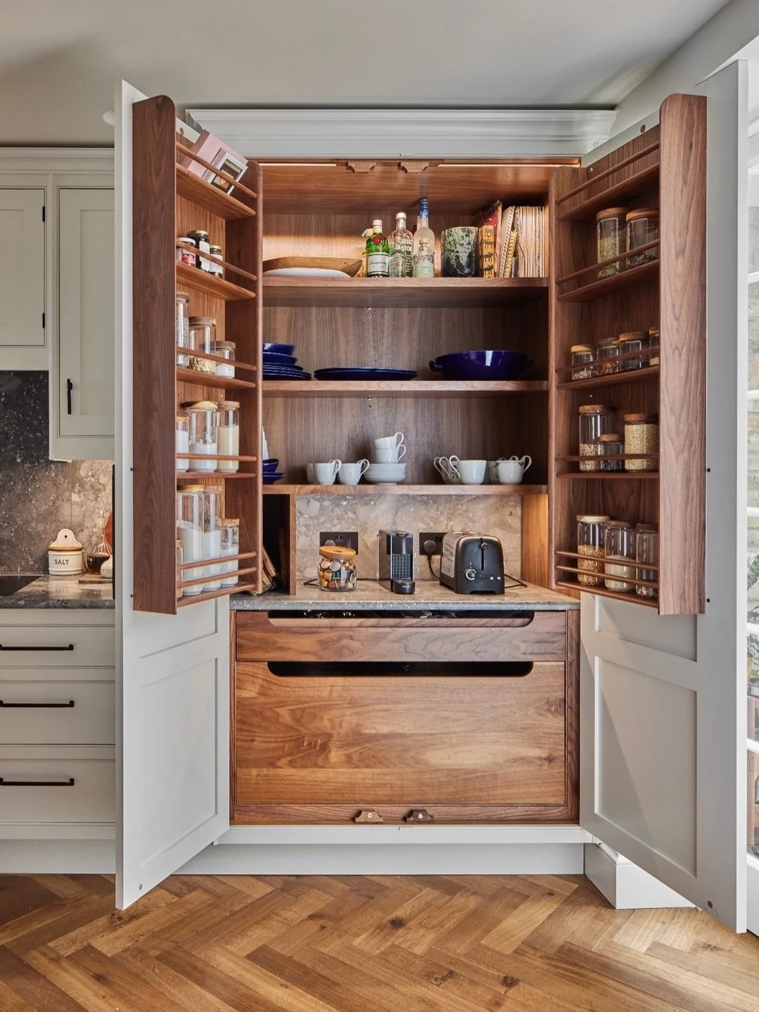 The breakfast pantry! Some might say the most hardworking part of any kitchen lucky enough to have one. Here are some of my favourites:
1. Chelsea Townhouse designed by me @charlottesave
2. Shaker style pantry designed by @audreyscheckdesign photo by