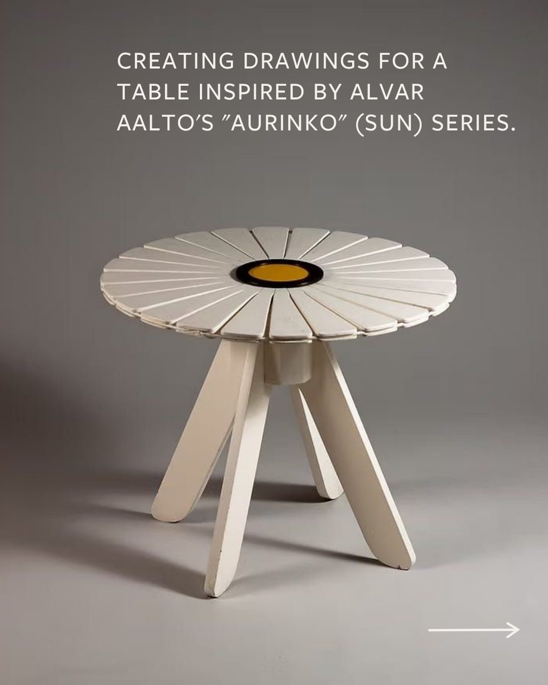 Inspired by a visit to the @millesgarden museum - our client briefed for a garden table similar to Alvar Aalto&rsquo;s Aurinko (sun) table to be made. I created drawings with exact measurements for the client&rsquo;s joiner to reference so that the t