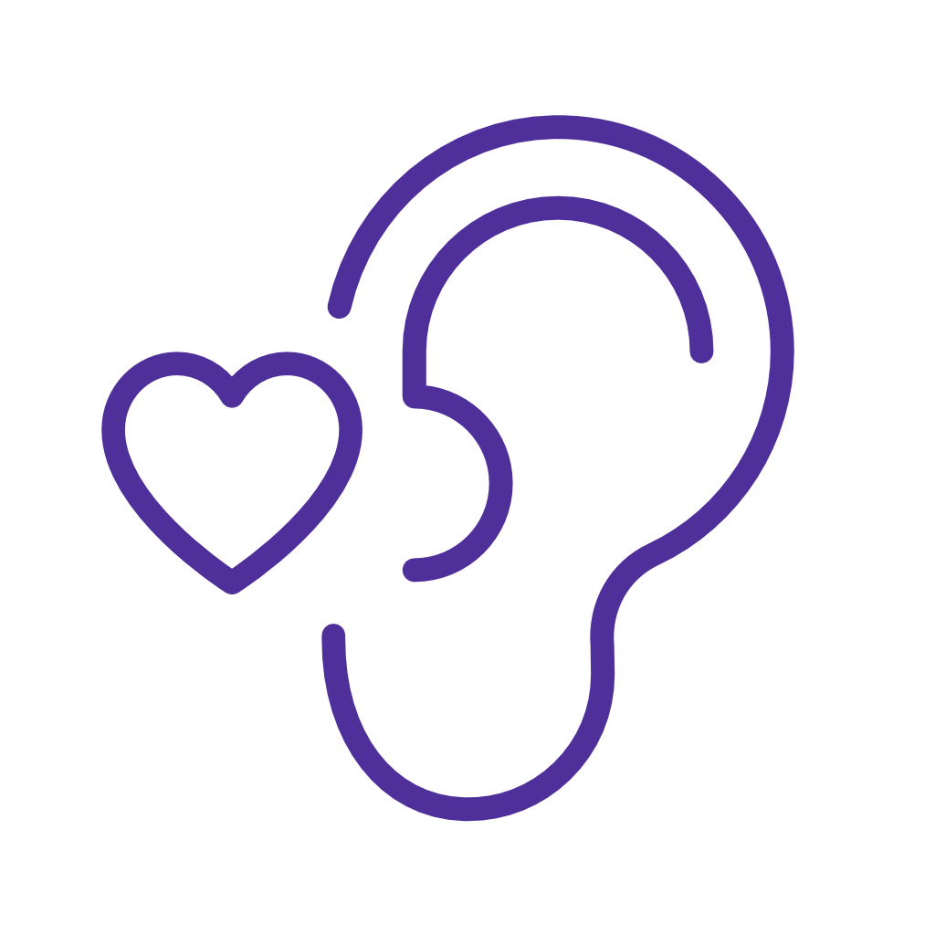 Icône représentant l'écoute active et le respect dans le coaching psychopédagogique