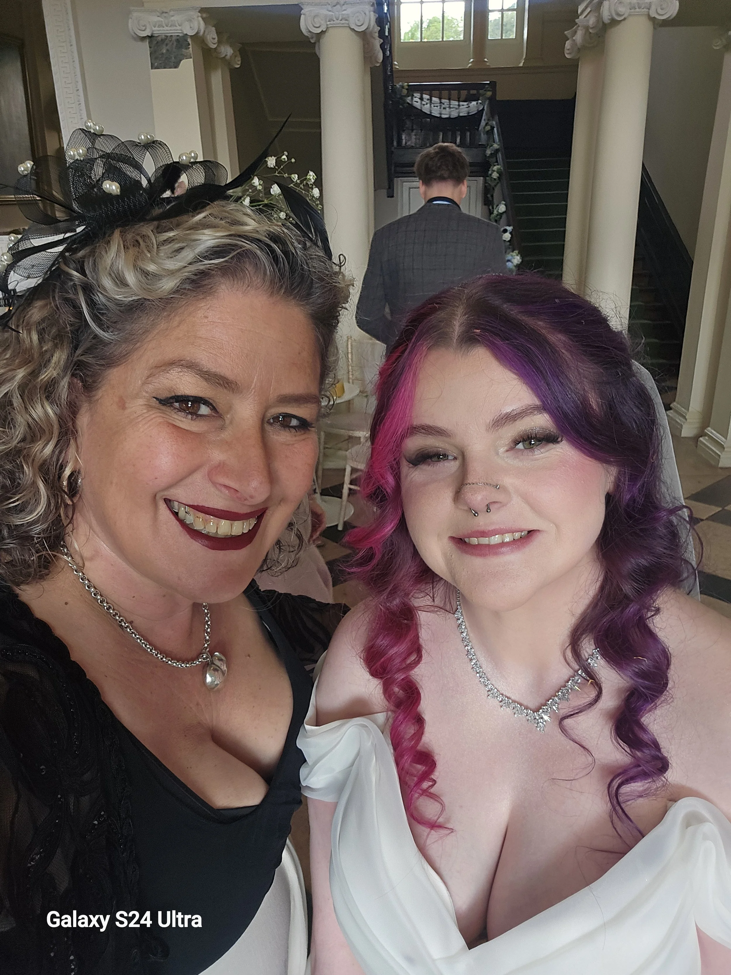 NaomiJane and Kate after her wedding at Crowcombe Court in Devon where she performed a Quaich Cup ceremony for her and her groom Alfie with the Corpse Bride Vows and a Fireball shot to finish!