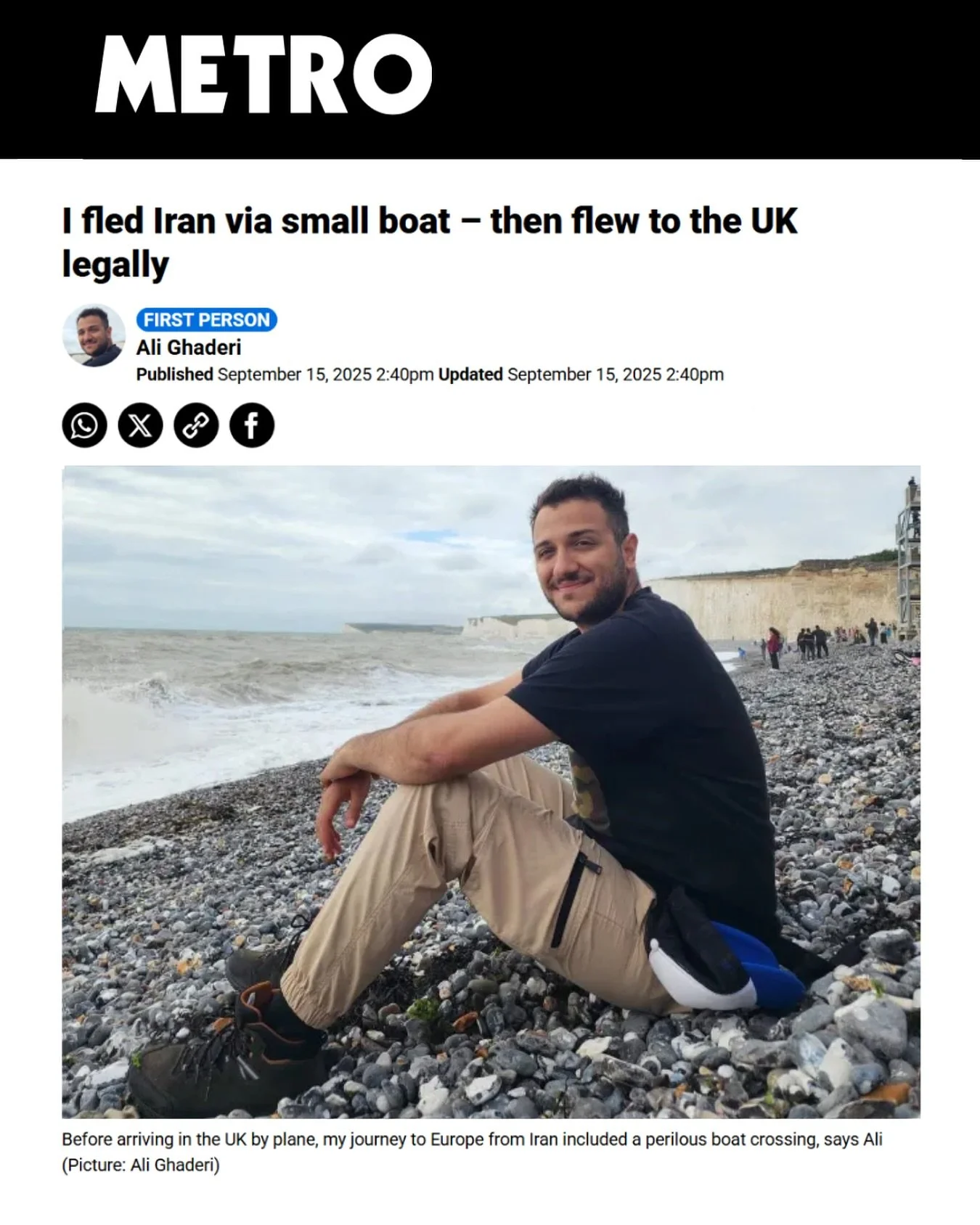 What an achievement! Our founder Ali has been featured in Metro, sharing his powerful journey. 

After a dangerous crossing where &ldquo;the boat was sinking almost instantly&rdquo;, Ali was eventually able to reunite with family in the UK through a 
