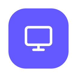 Icon of a computer monitor on a blue background