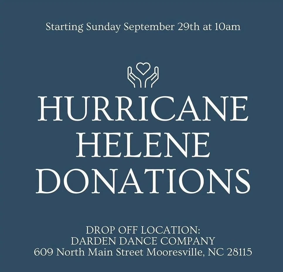 Our friends at @dardendancecompany have organized a donation drop-off to support those affected Hurricane Helene. Join us in prayer and donation. Read below for more details: 
Darden Dance Company would like to extend our support to those affected b