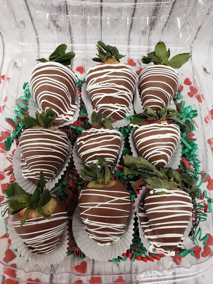 Chocolate Covered Strawberries - Milk Chocolate with White Chocolate Drizzle