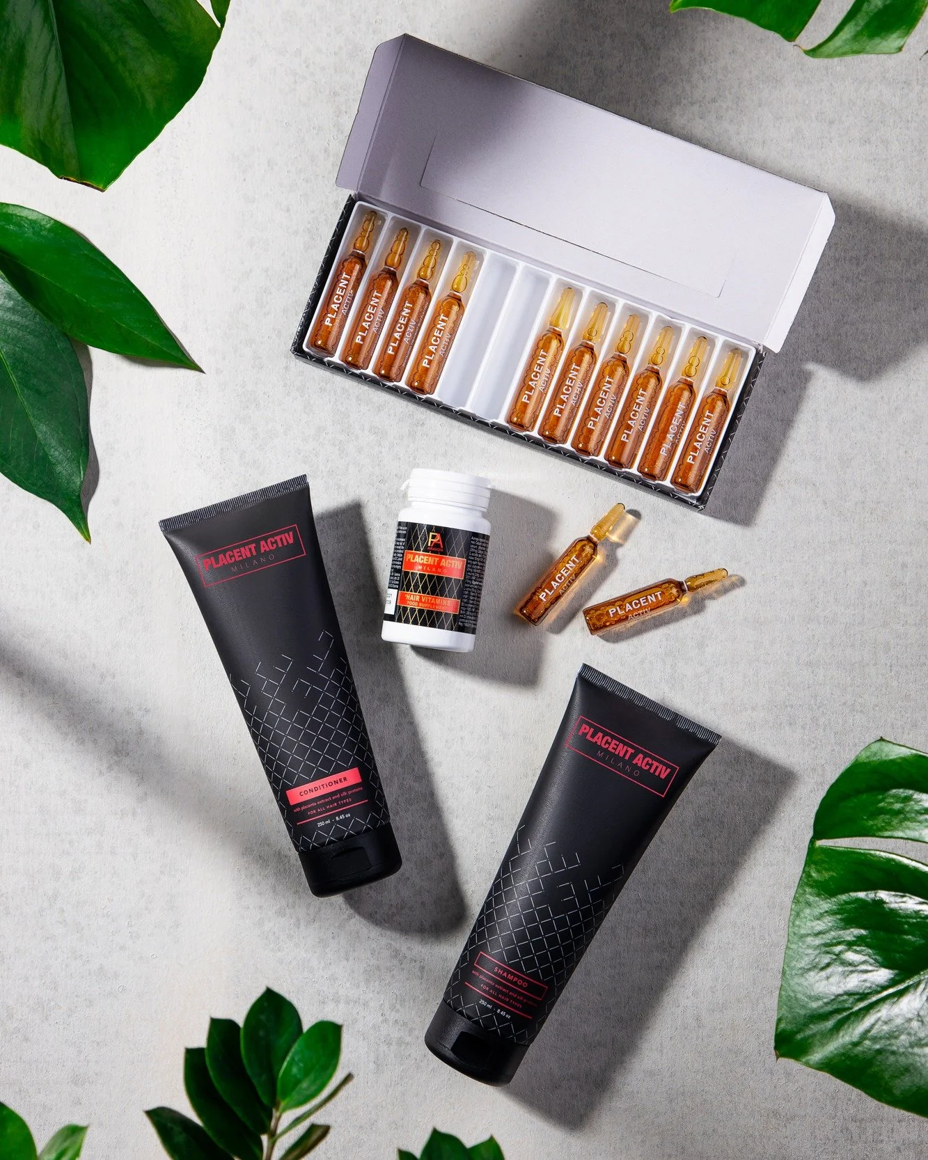 For this setup, I played with the contrast between hard and soft light. Hard shadows to define the concrete&rsquo;s texture and soft light to bring out the glow in the products.

Which do you prefer: hard shadows or soft, diffused light? #lightingdes