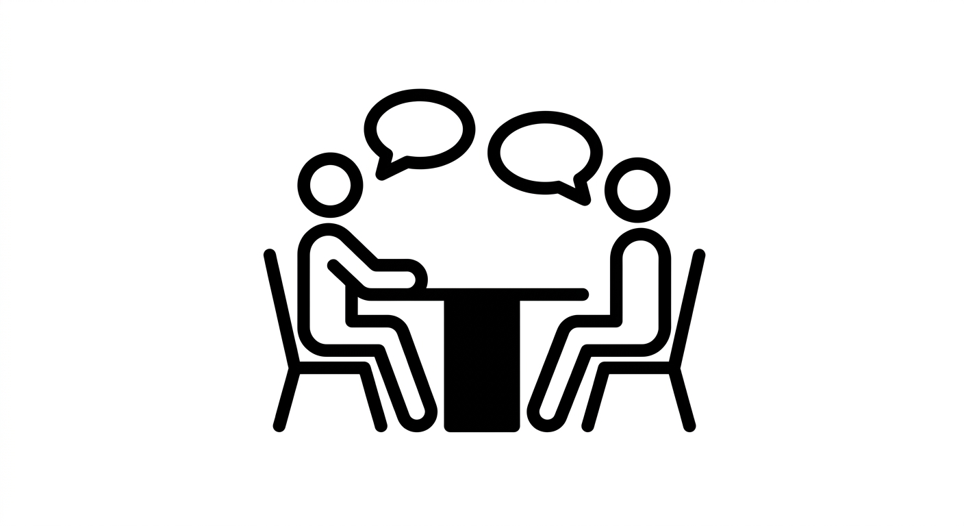 black and white interview symbol