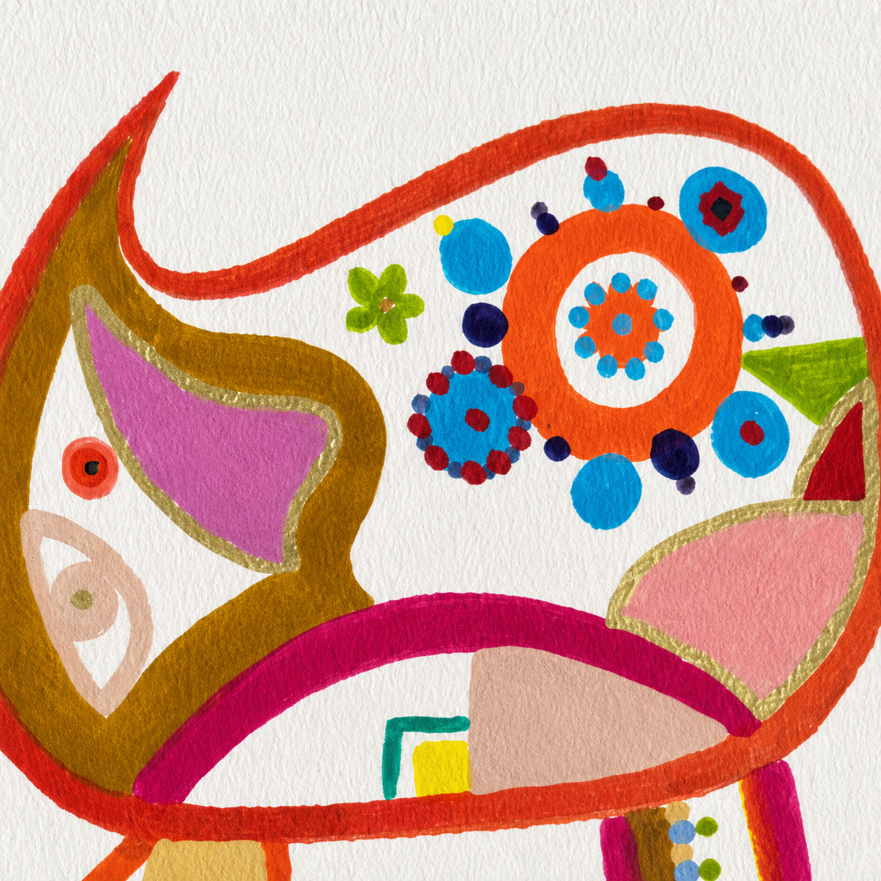 Détail des motifs et de la texture de l’œuvre Haï Jardin