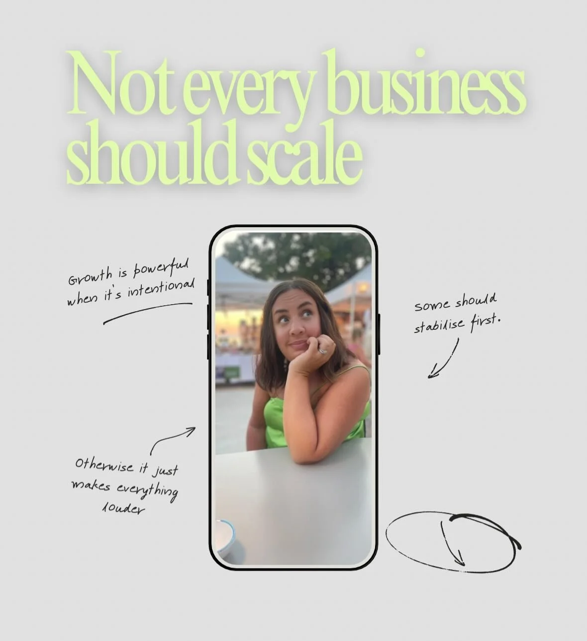 Not every business should scale.
Some should stabilise first.

Scaling with unclear numbers, messy delivery, or founder dependency doesn&rsquo;t create freedom.
It creates fragility.

Growth is powerful when it&rsquo;s intentional.
Otherwise it just 