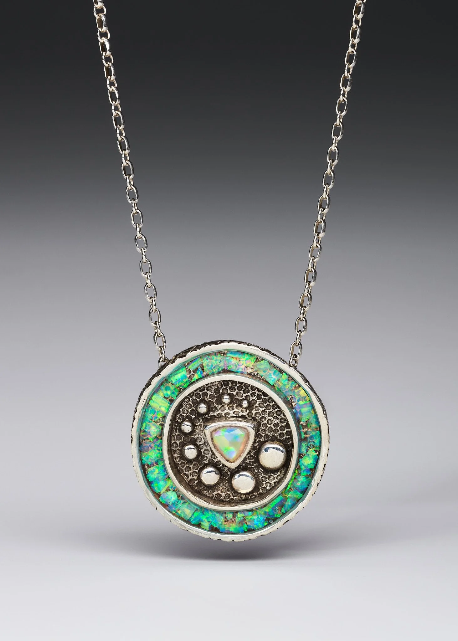 Inlay opals with spiral dots by Donna Yutzy by some girls Jewelry