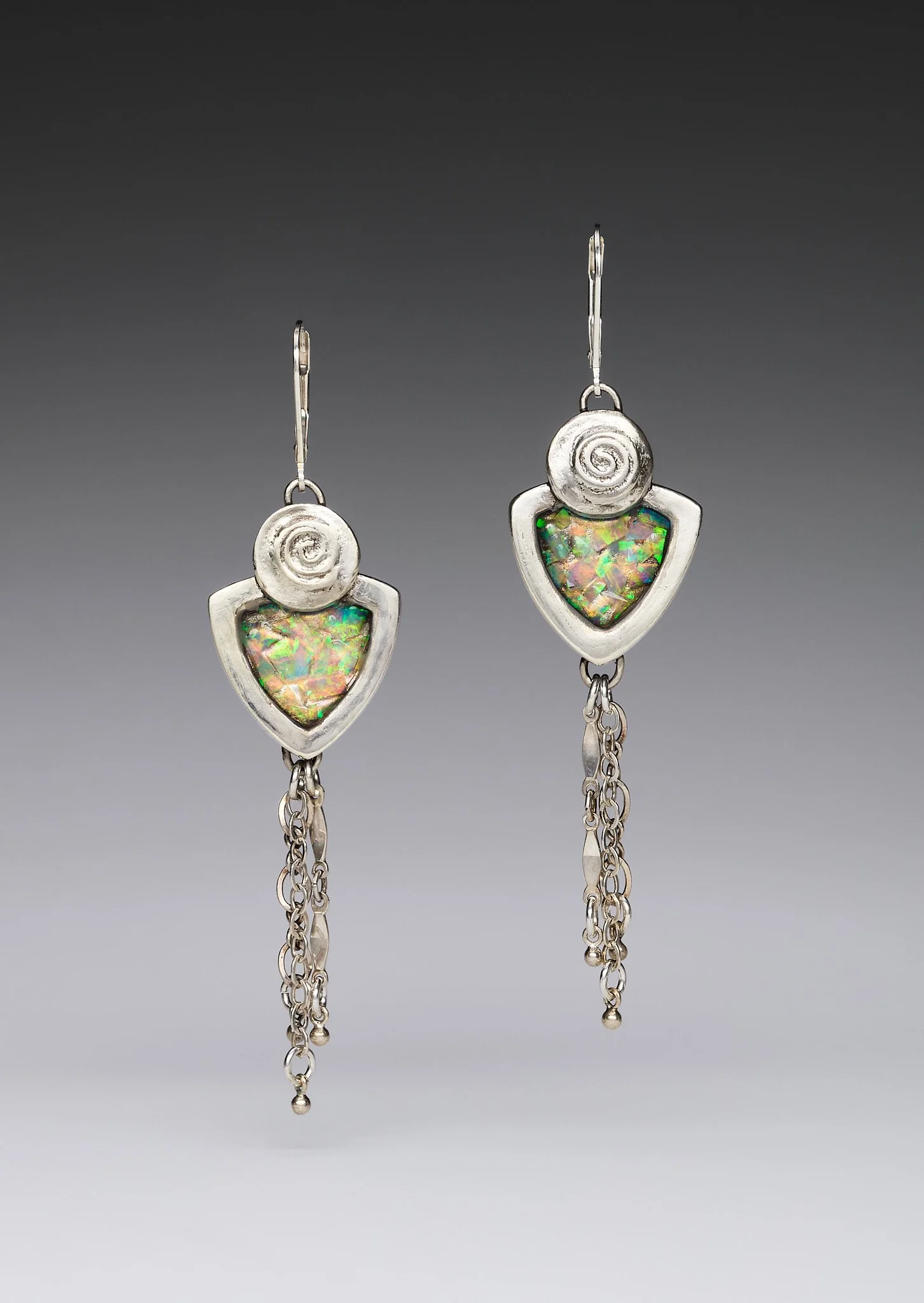 Inlay opal Earrings by Donna Yutzy of Some Girls Jewelry