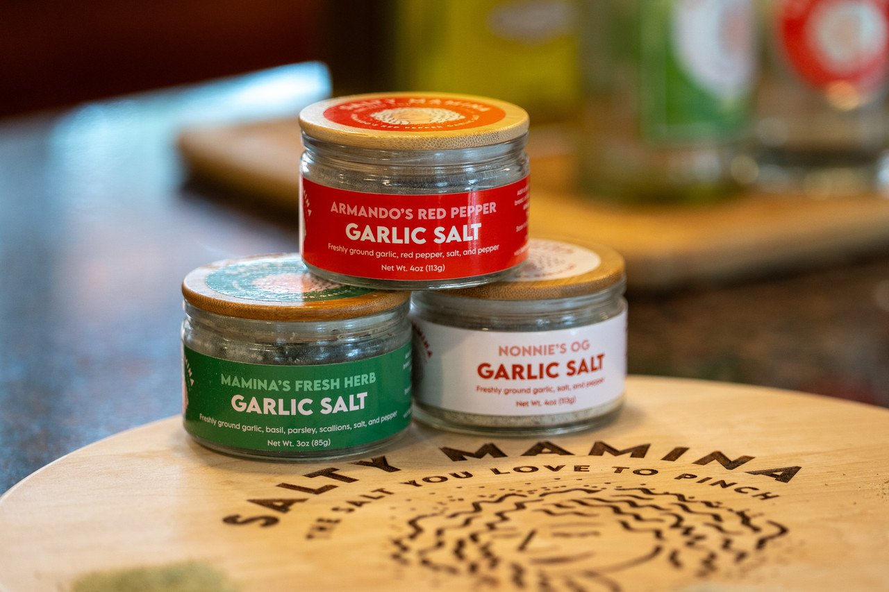 Holiday gifts - jars of fresh garlic salt