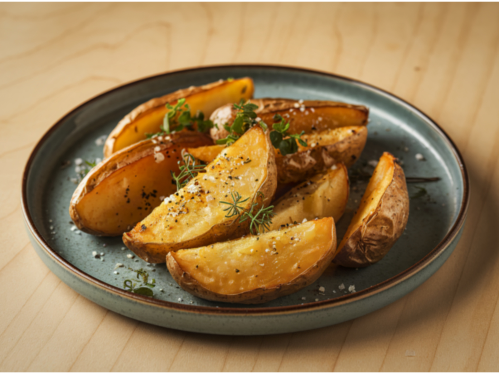 baked potato wedges in a dish