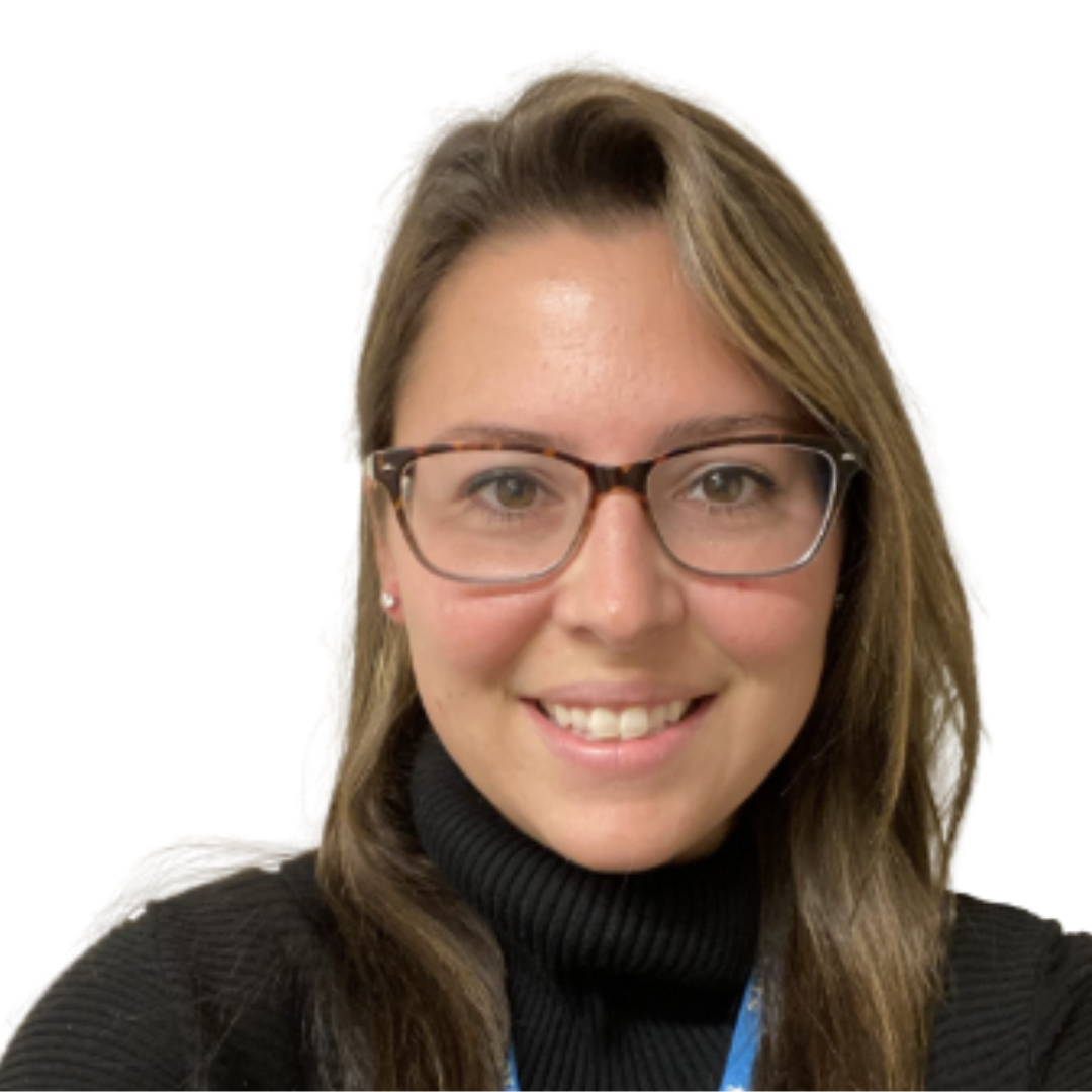 woman smiling wearing glasses