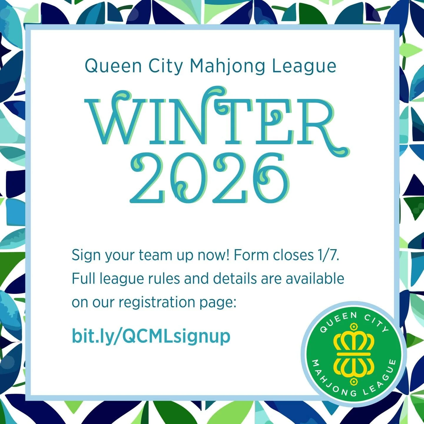 Whether you&rsquo;re learning your first hands or playing to win, the Queen City Mahjong League has a division for you!🀄️ @qcmleague 

✔️ Green Dragons Beginner Division &mdash; welcoming, supportive, and perfect if you&rsquo;re still learning

✔ Re
