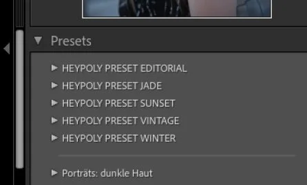 Installation von Lightroom Presets