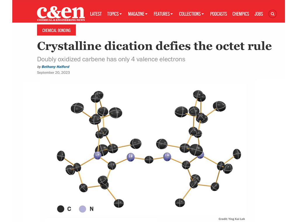 Doubly Oxidized Carbene named as C&EN’s molecules of the year!
