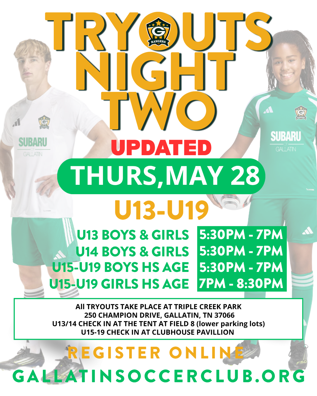 Information GSC Rangers Tryouts — GALLATIN SOCCER CLUB