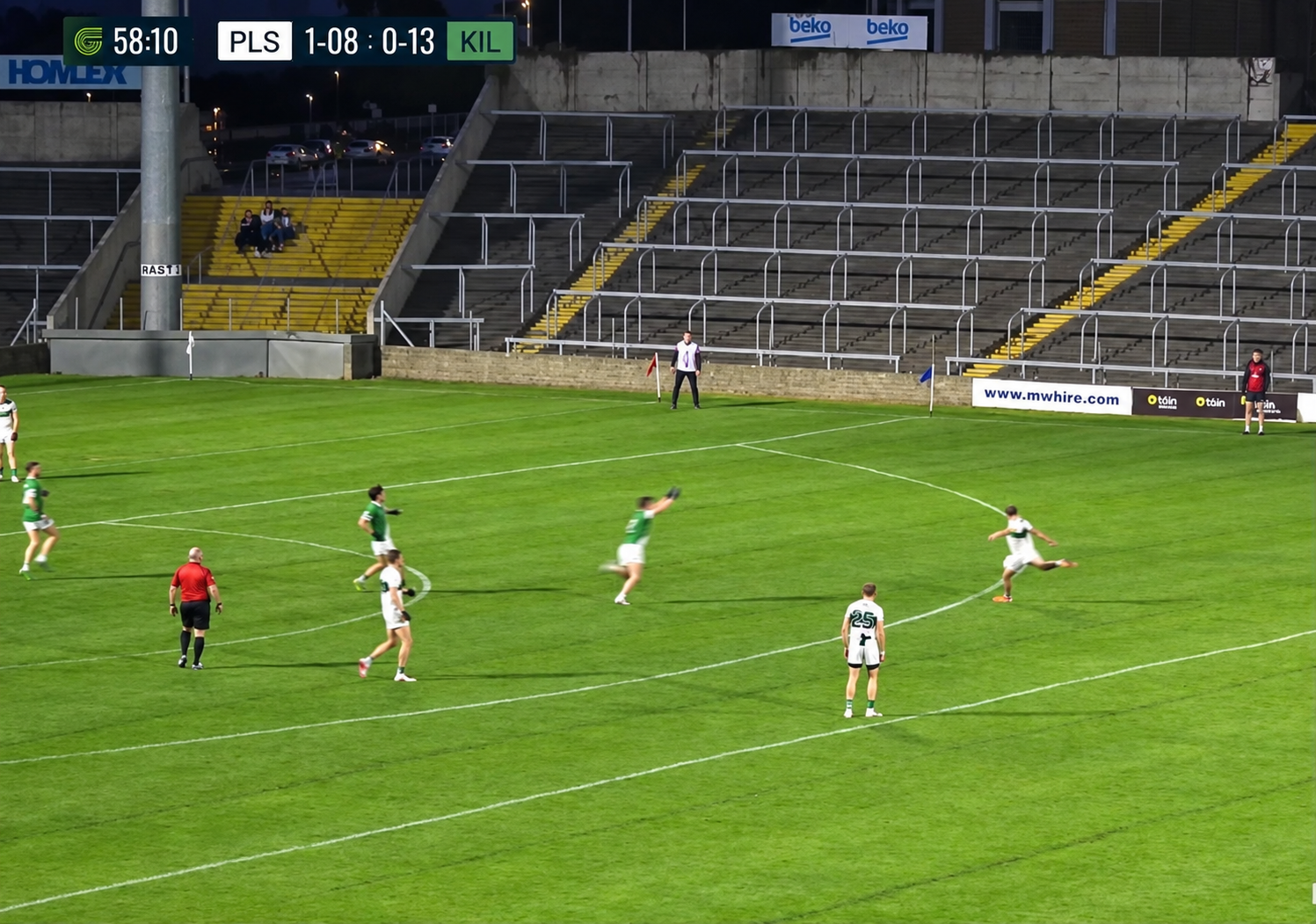 Enhanced match still showing one of the late shot attempts in Portlaoise’s championship quarter-final against Killeshin.