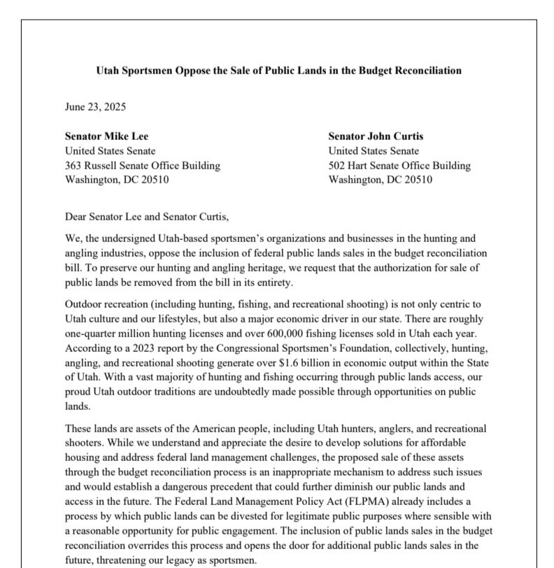 USAC Joins National Conservation Leaders in Opposing Public Land Sell-Off Effort