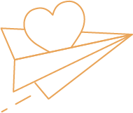 A paper plane with a heart-shaped figure on top of it.