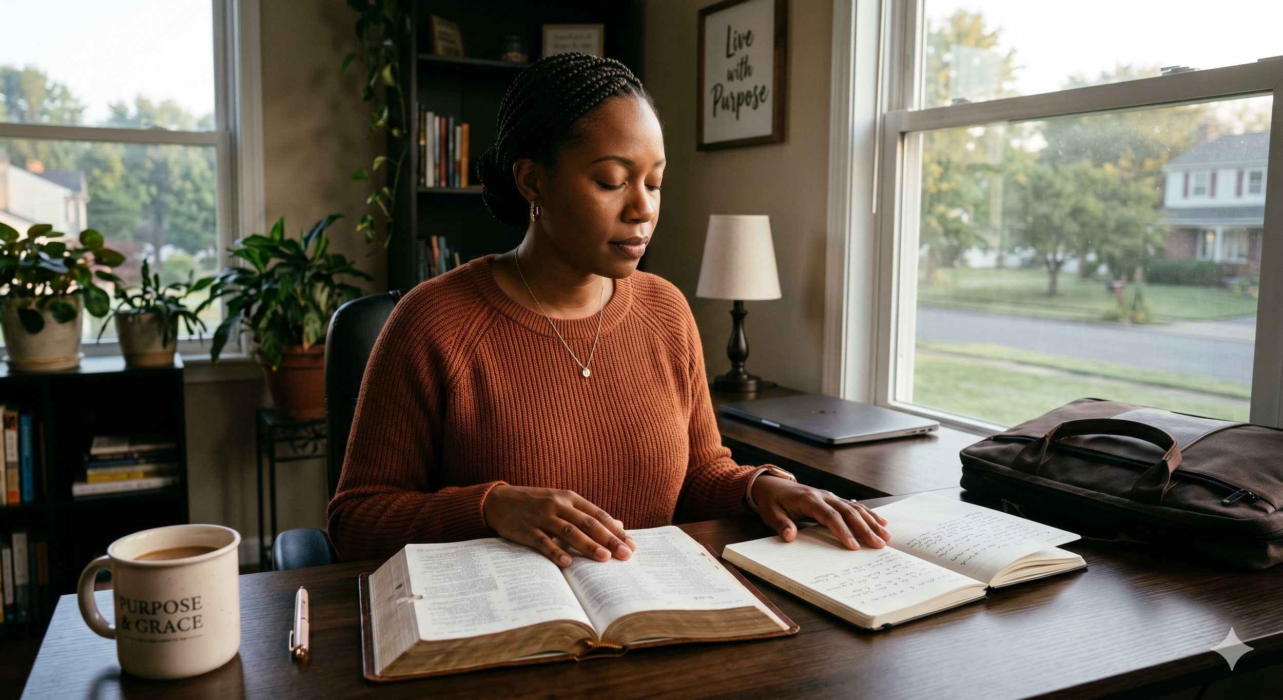 Black woman reading bible