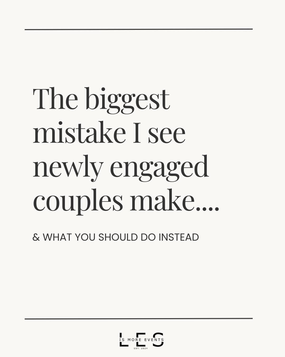 Booking vendors before defining priorities.

When you skip the foundation, it often leads to stress, budget creep, and decision fatigue later on. Slow down. Set the vision first.

Share this with a newly engaged friend.
