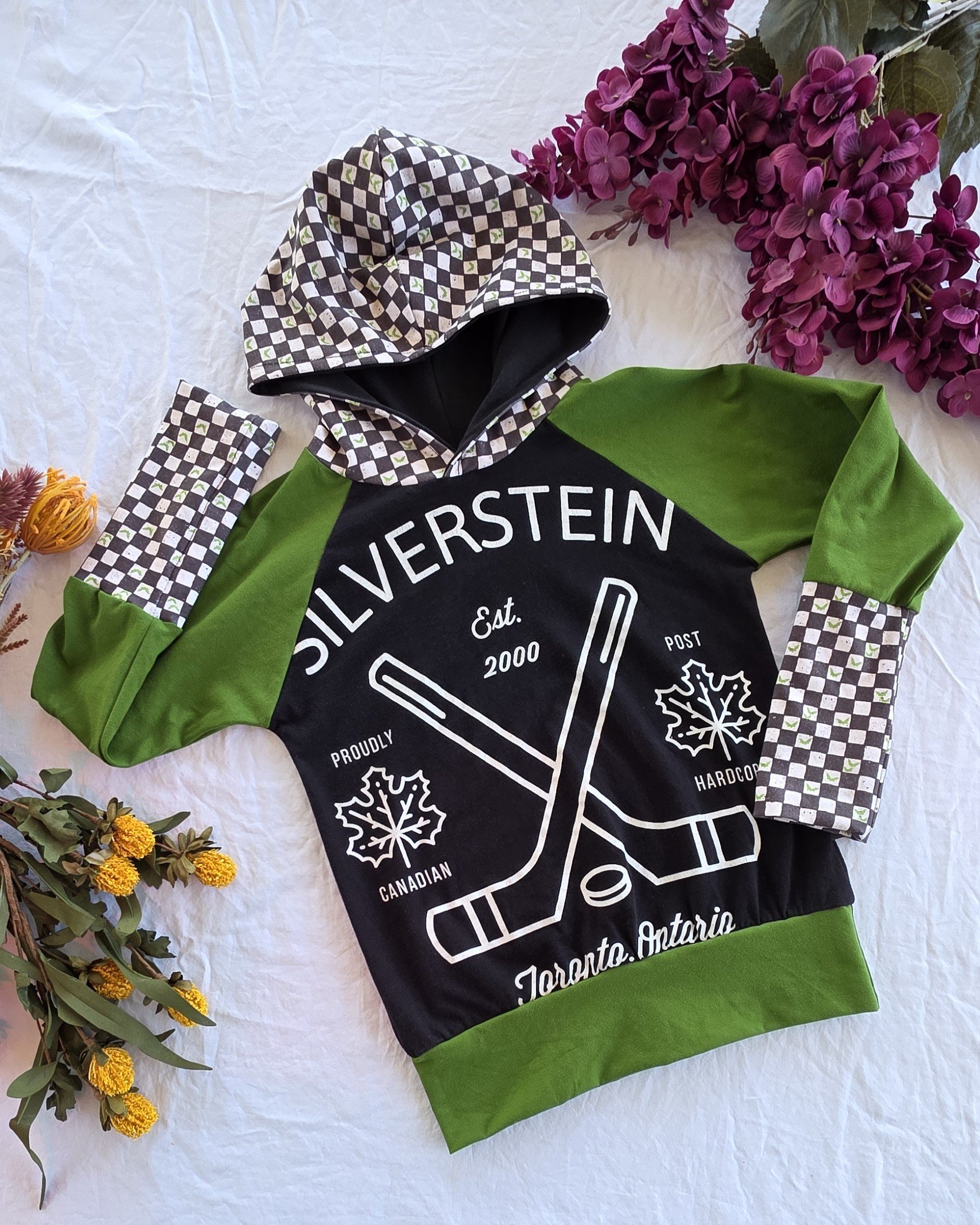 Upcycled Silverstein Youth Hoodie, Grow With Me size 9-12y
