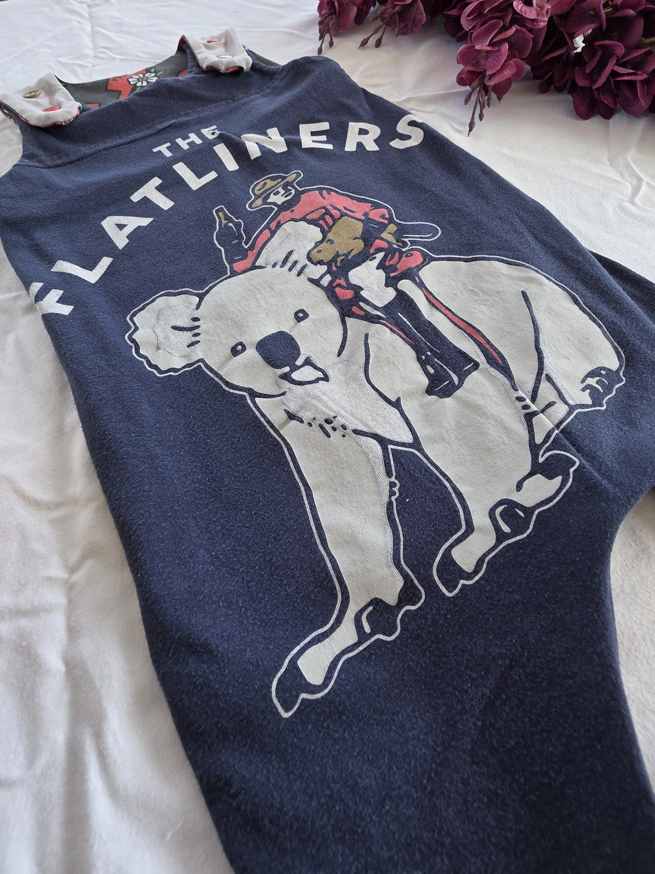 Upcycled The Flatliners Toddler Romper, Grow With Me size 1-3yrs