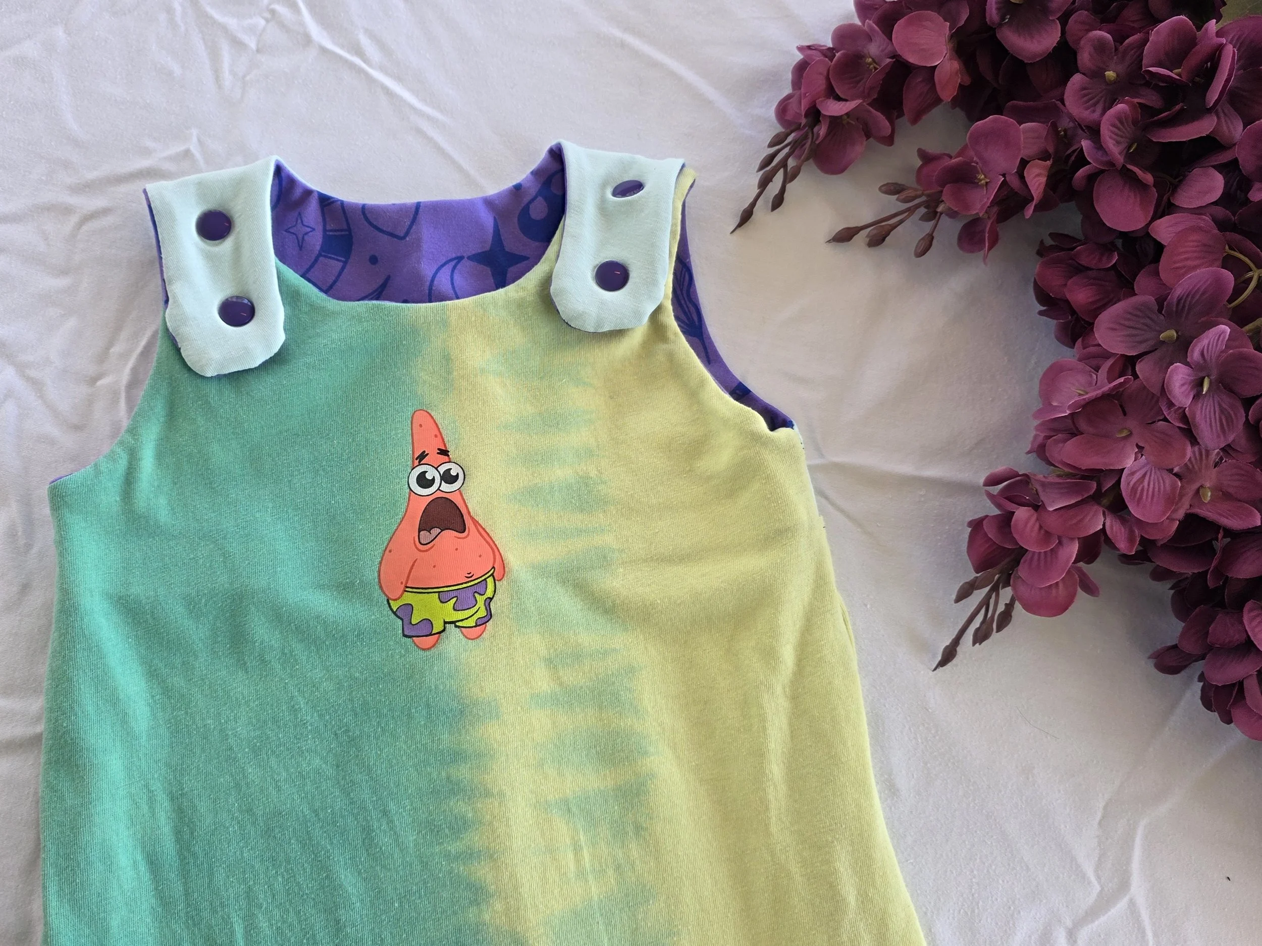 Upcycled Spongebob Grow With Me Toddler Romper, 1-3 yrs