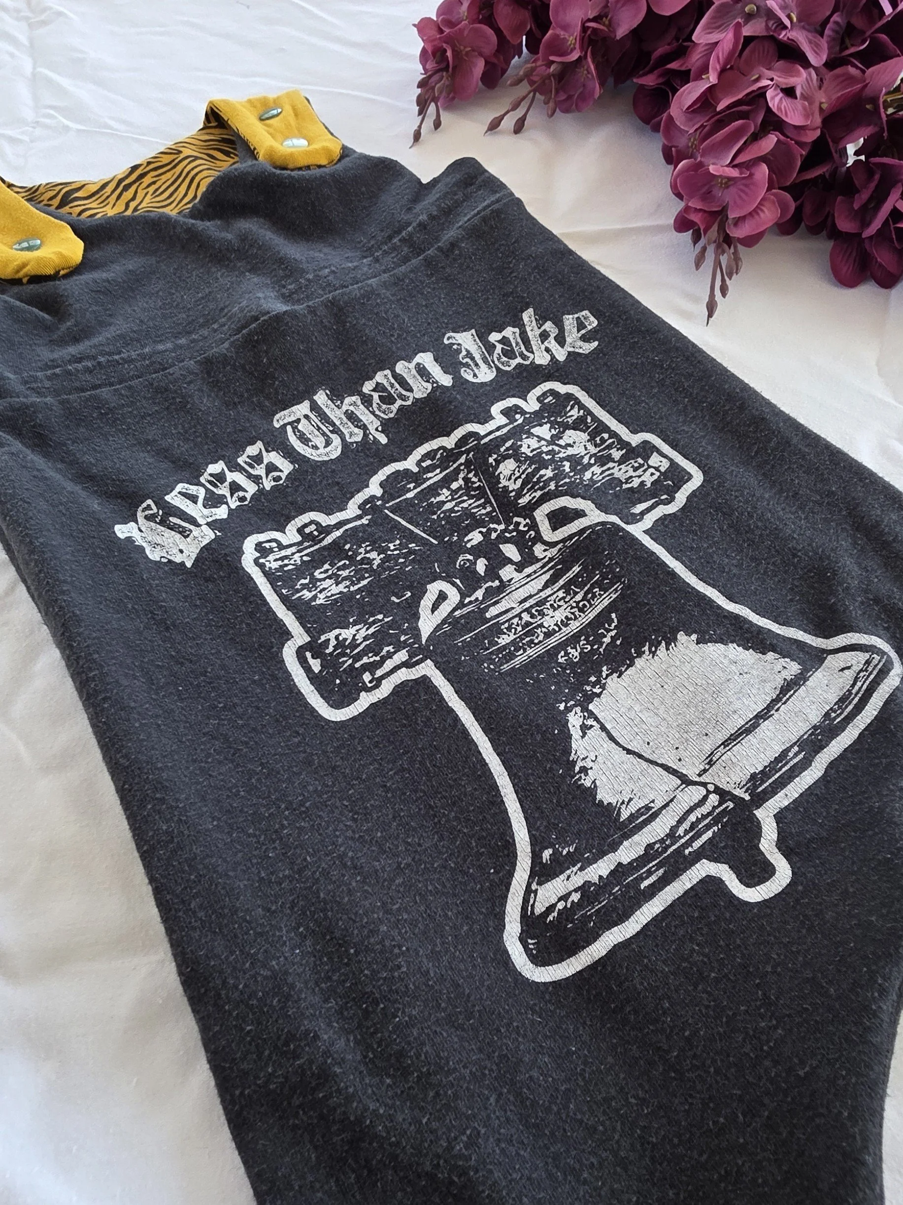 Upcycled Less Than Jake Toddler Romper, Grow With Me size 1-3yrs