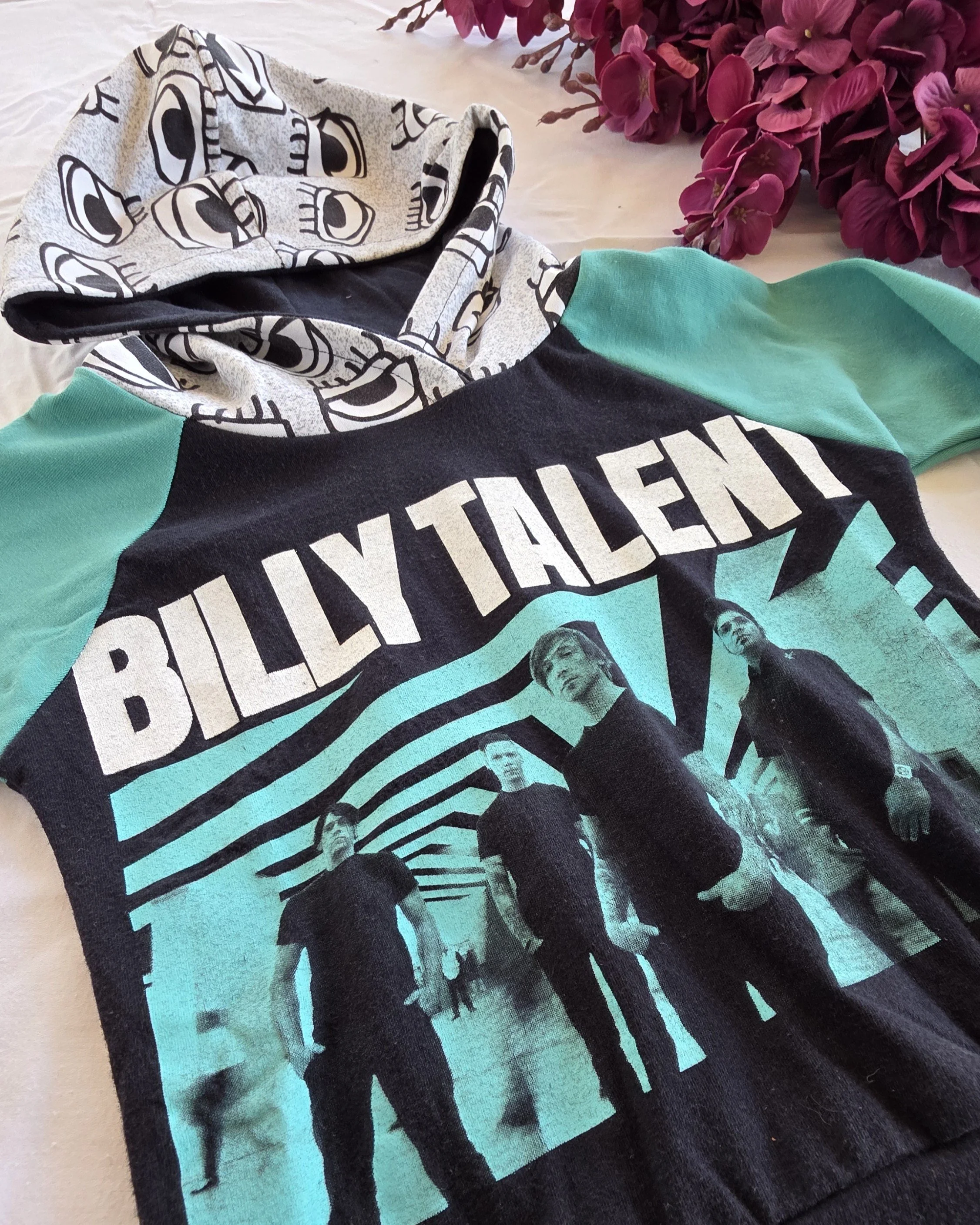 Upcycled Billy Talent Toddler Hoodie, Grow With Me size 1-3yrs