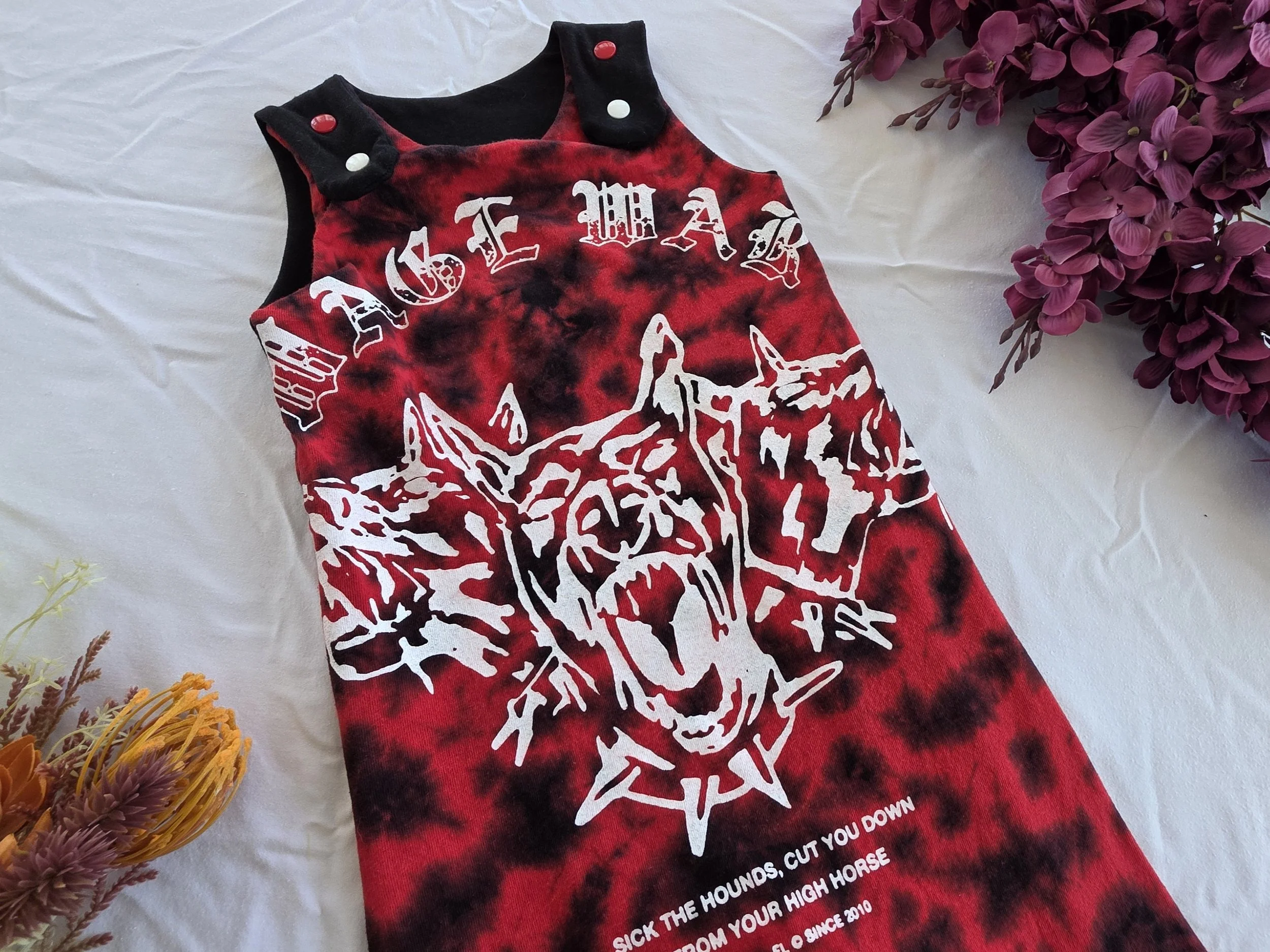 Upcycled Wage War Toddler Romper, Grow With Me 1-3 yrs