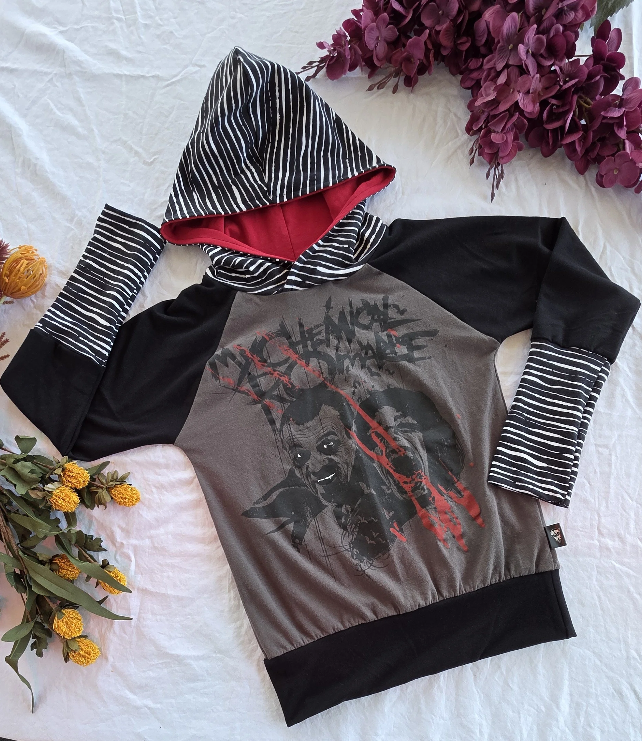 Upcycled My Chemical Romance Youth Hoodie, Grow With Me size 9-12y