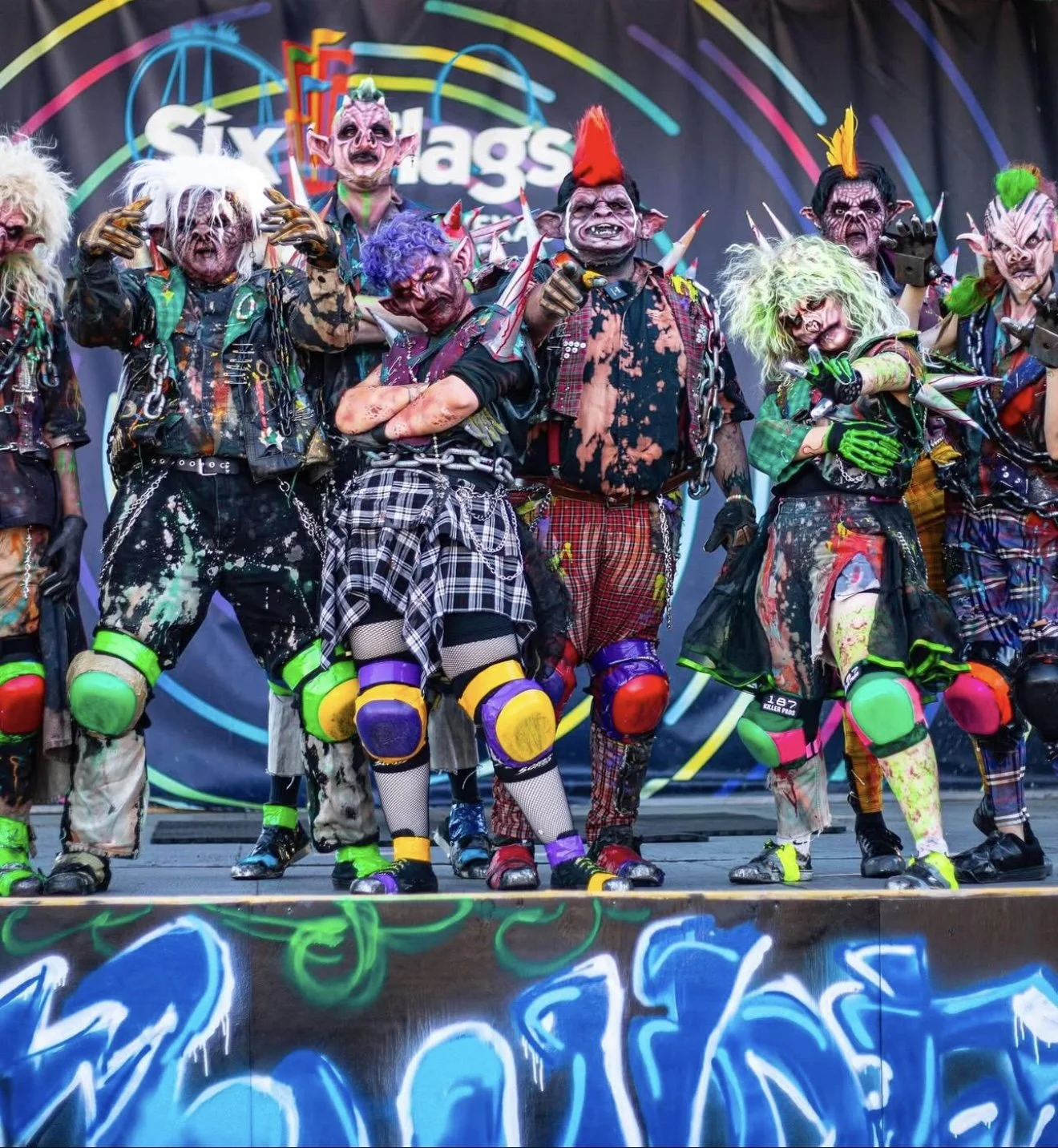 six flags fright fest punk goblins: masks, prosthetics, wigs, hairstyles, and airbrush