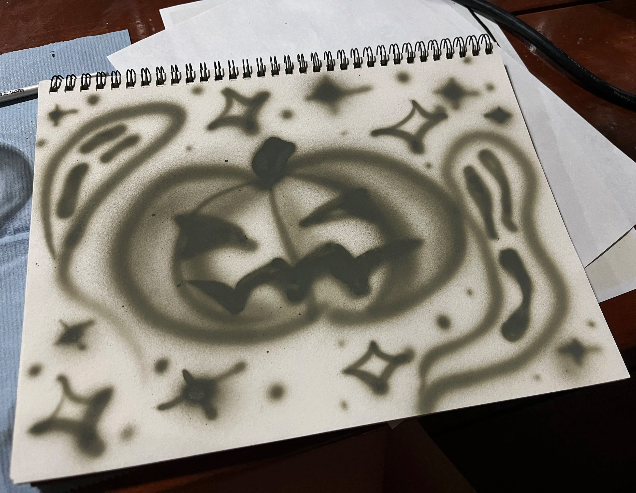 jack-o-lantern + ghosts quick airbrush painting