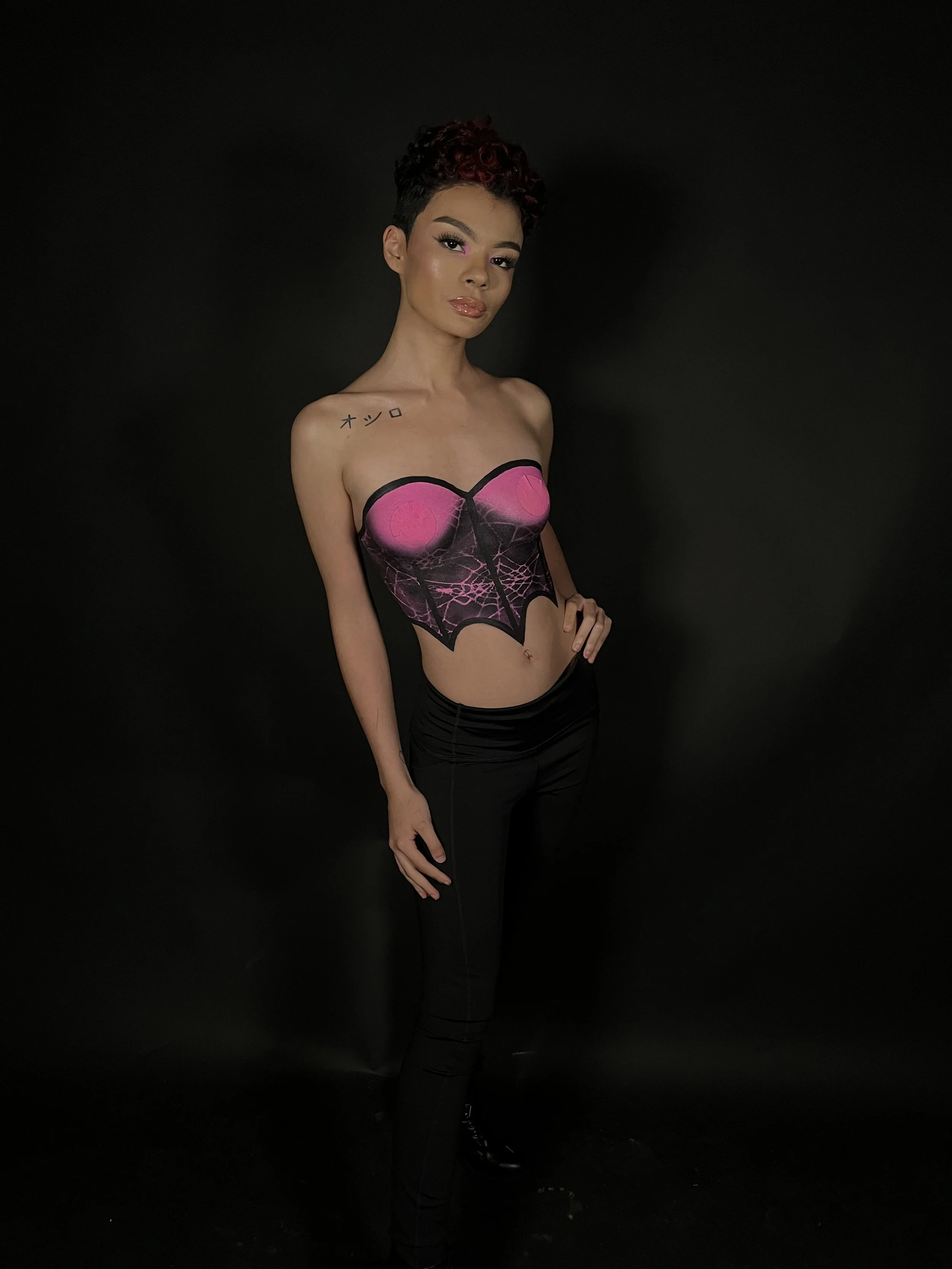 spiderweb corset body paint
