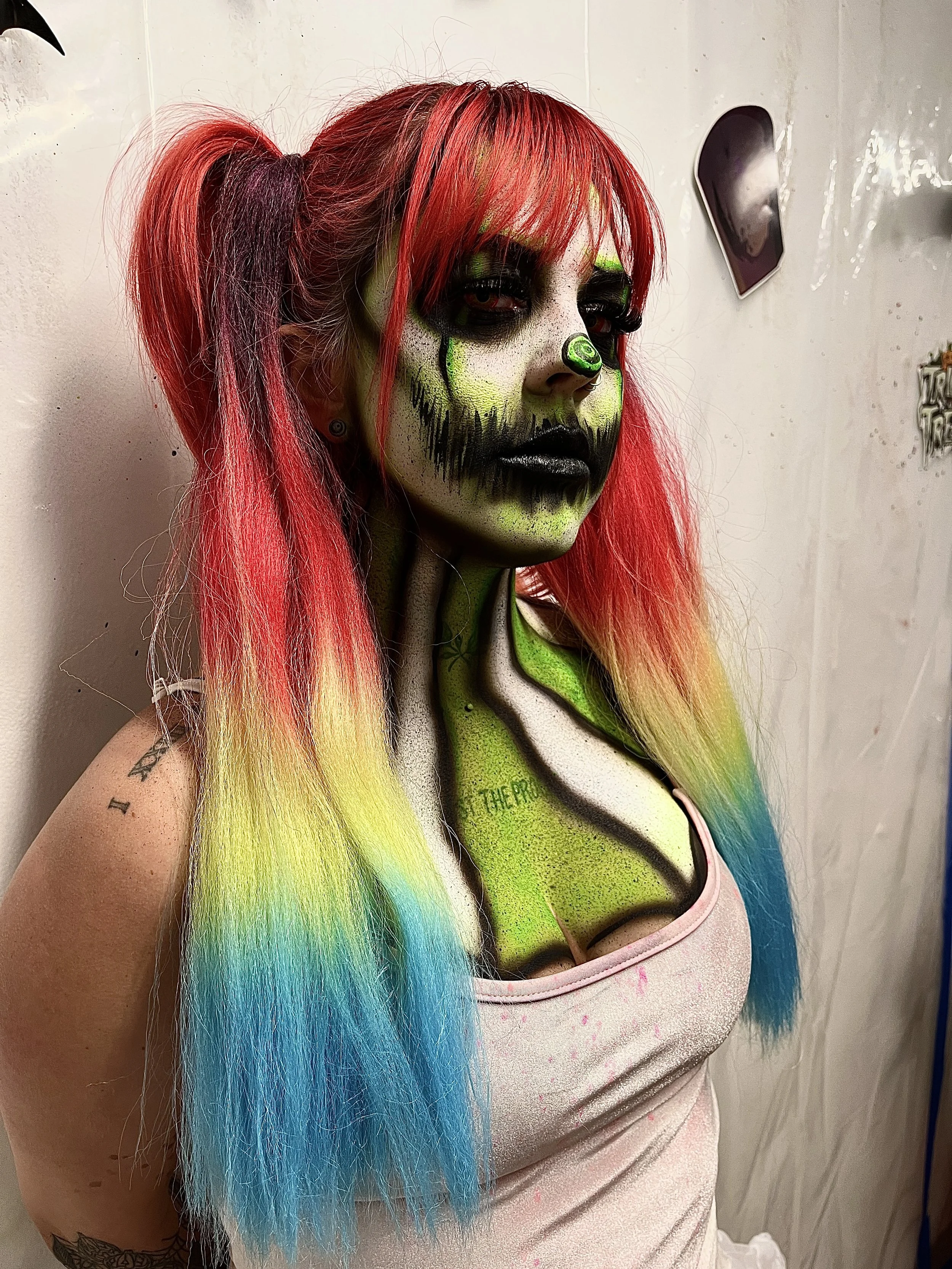 neon clown airbrush makeup