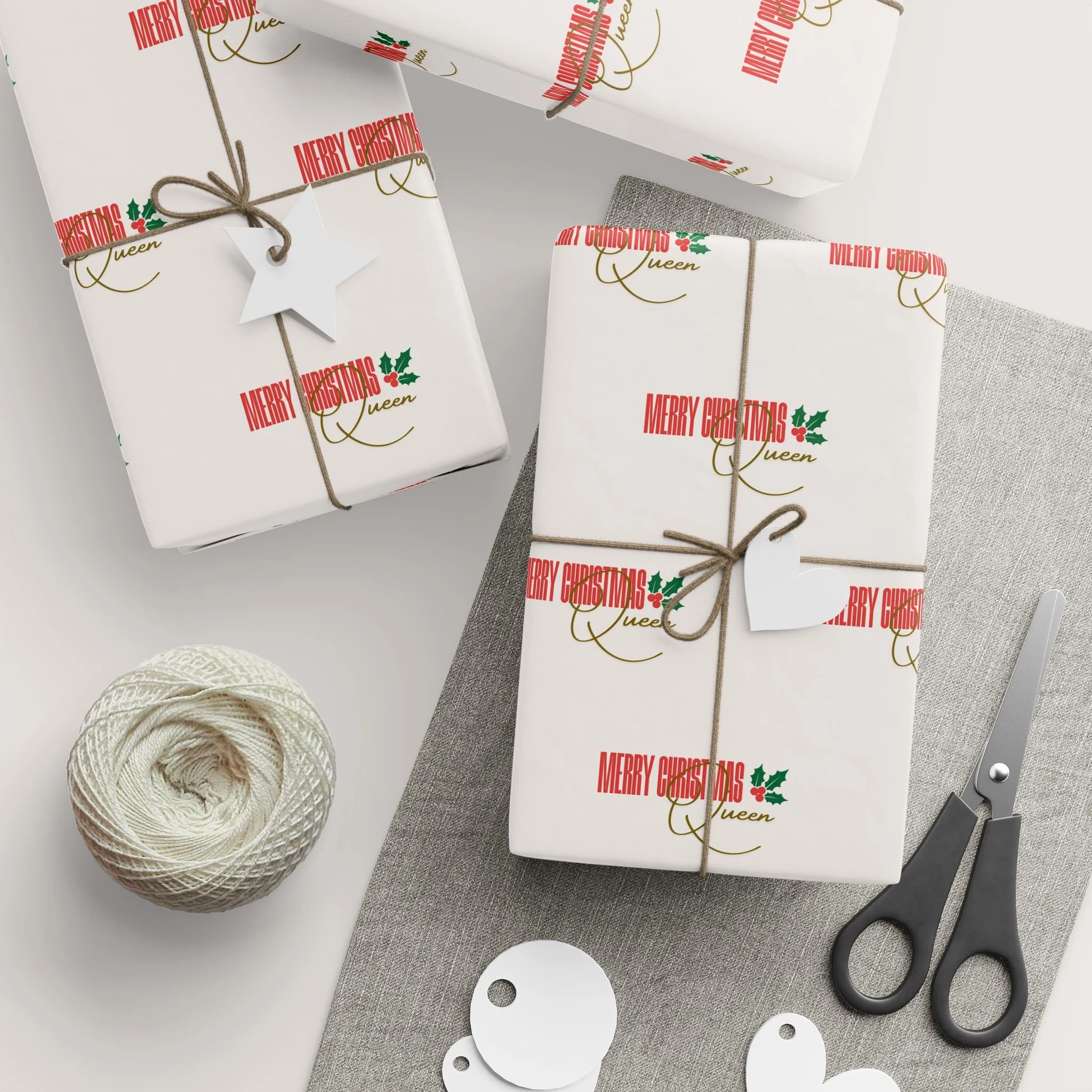 “Merry Christmas Queen” Luxury Glossy Wrapping Paper | Holiday Gift Wrap for Her
