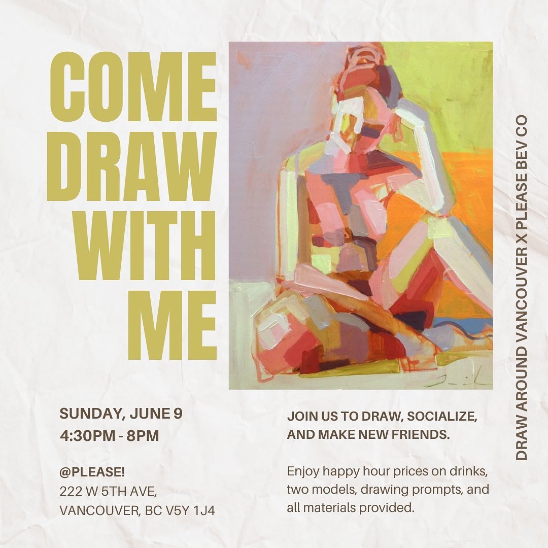 Come Draw With Me @pleasebevco is back by popular demand! 

Join us for another fun time at @pleasebevco to draw, socialize, and make new friends. Two models, open seating and drawing prompts to spark your creativity. Make sure to come with an appeti