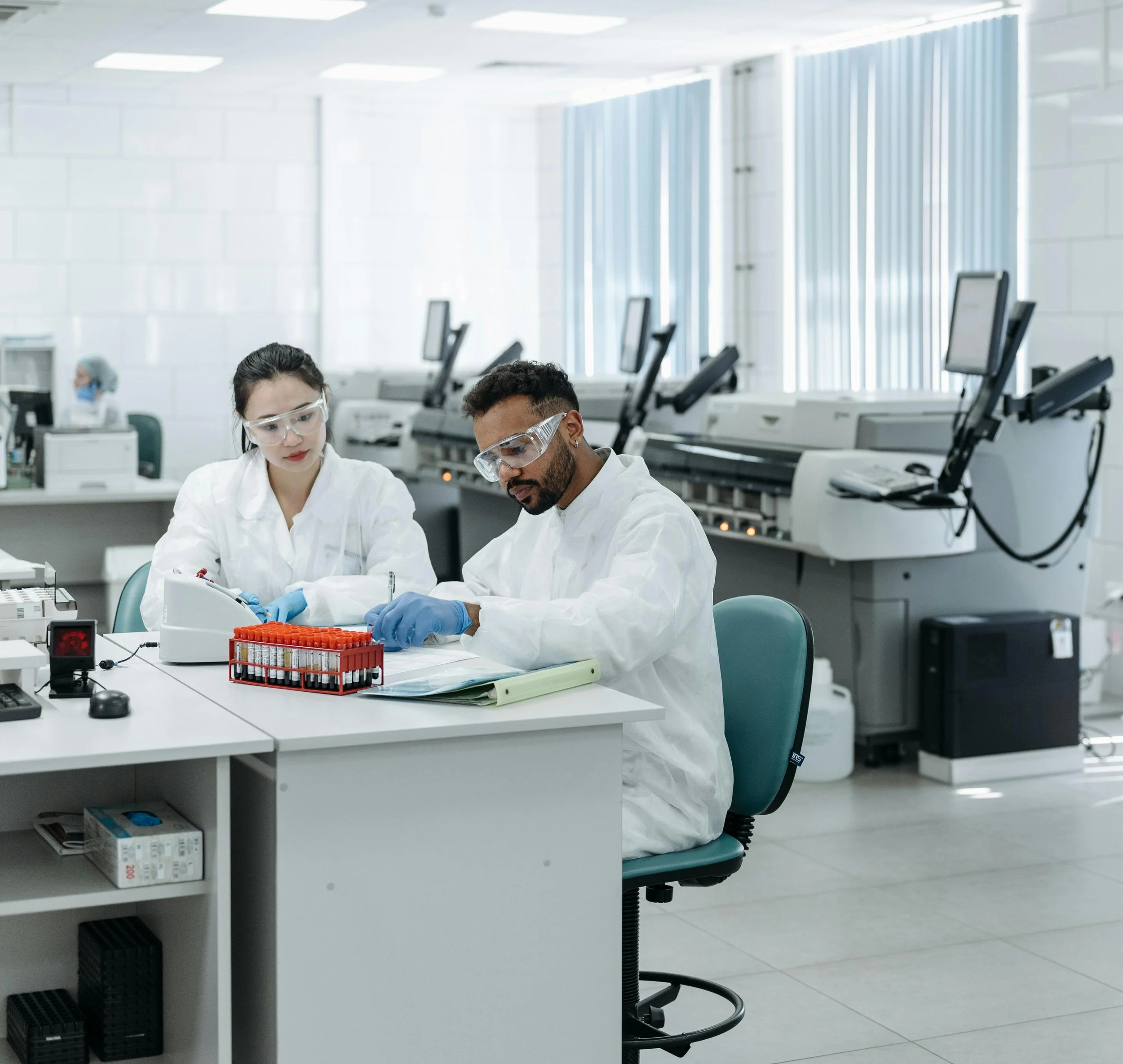 Scientists reading clinical results