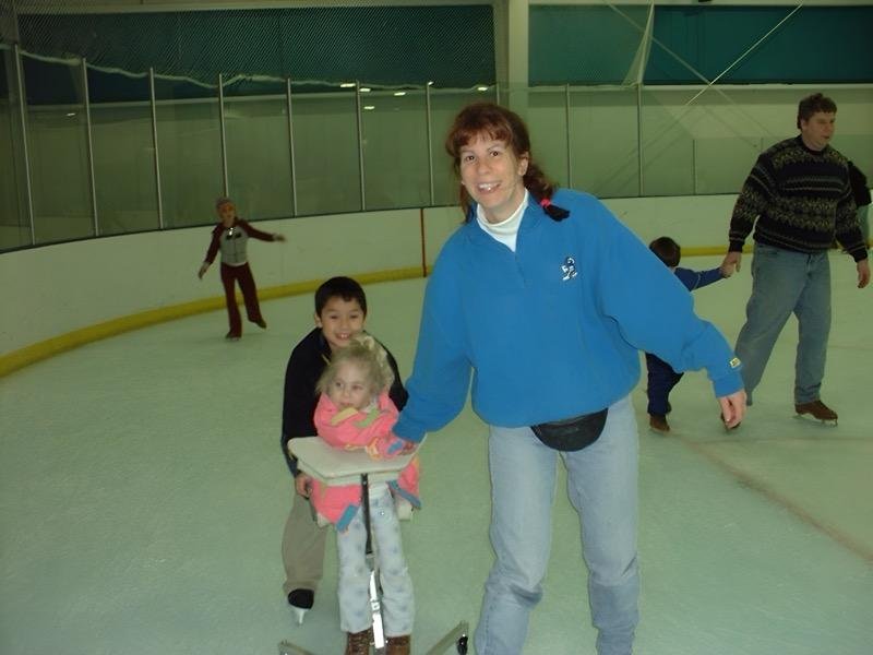 2003 ice skating using the gait trainer Dad made