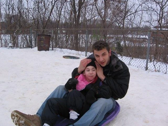 2009 Sledding with cousin Brandon